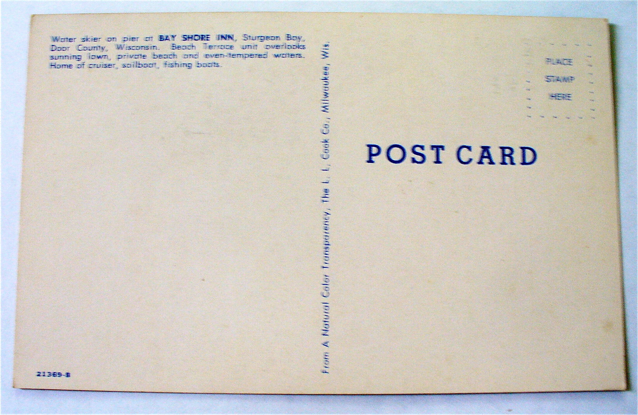 Boy On Pier At Bay Shore Inn Postcard (Sturgeon Bay)