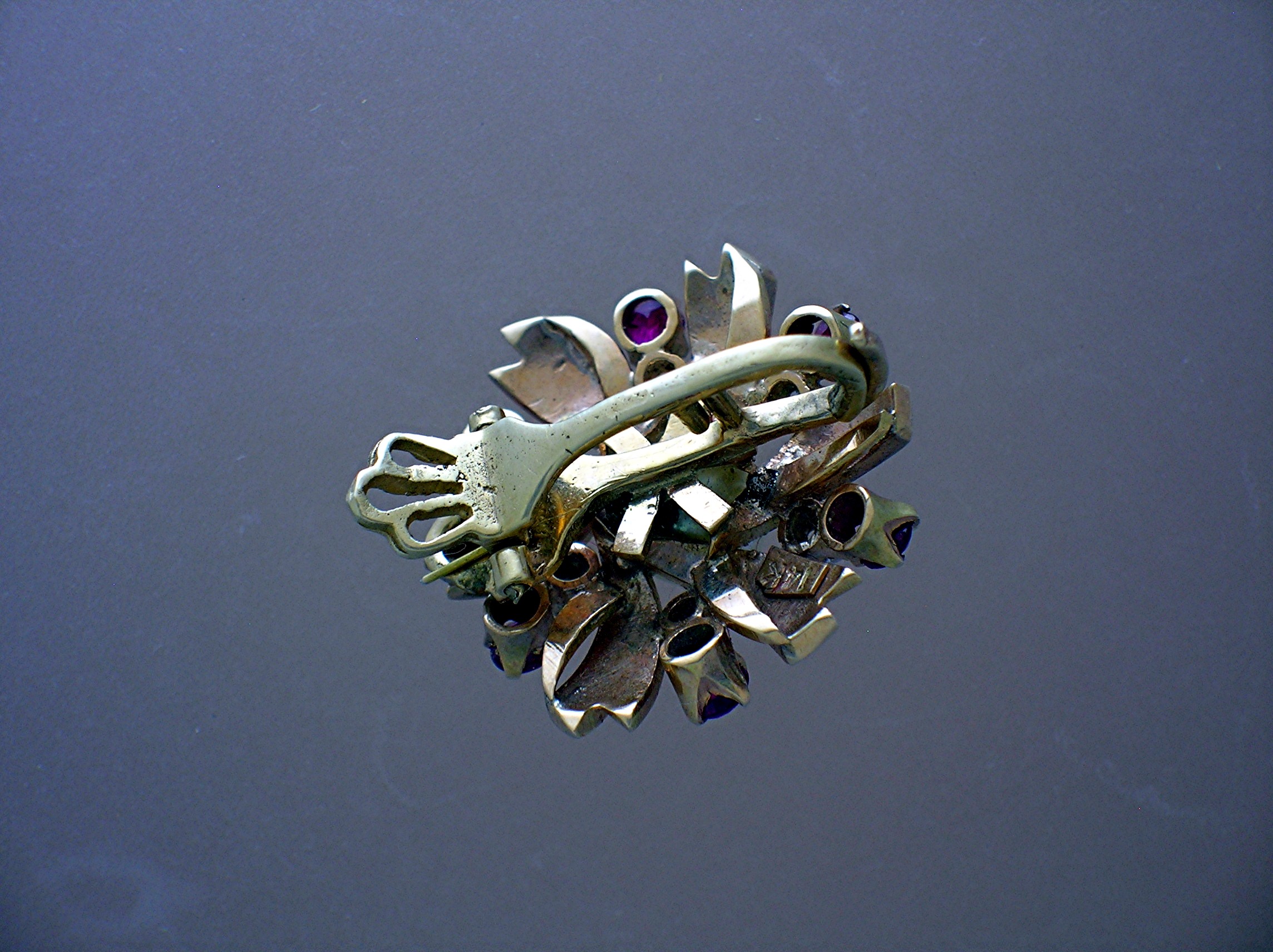14K Gold Ruby Diamond and Pearl Enhancer Clip