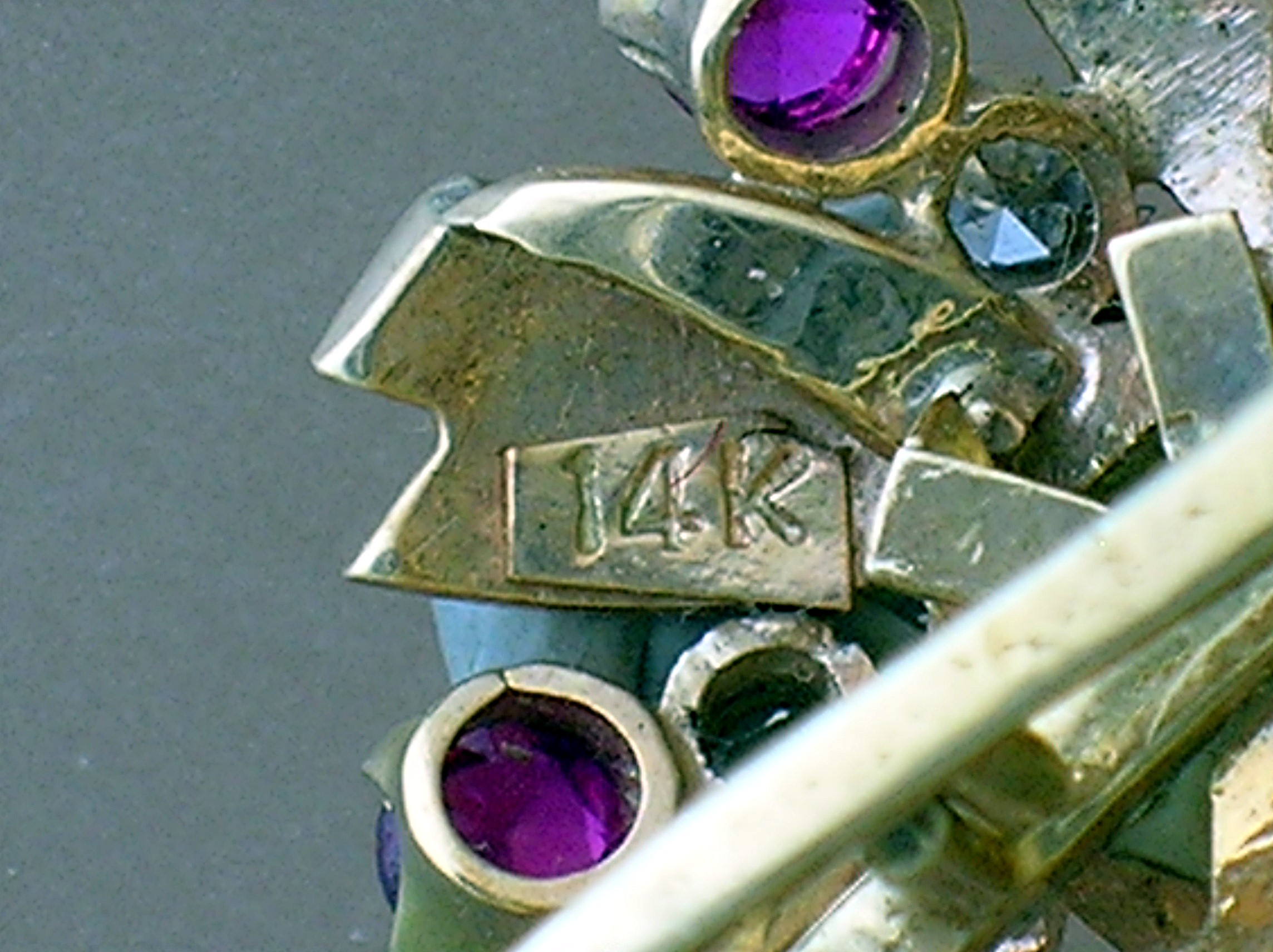 14K Gold Ruby Diamond and Pearl Enhancer Clip