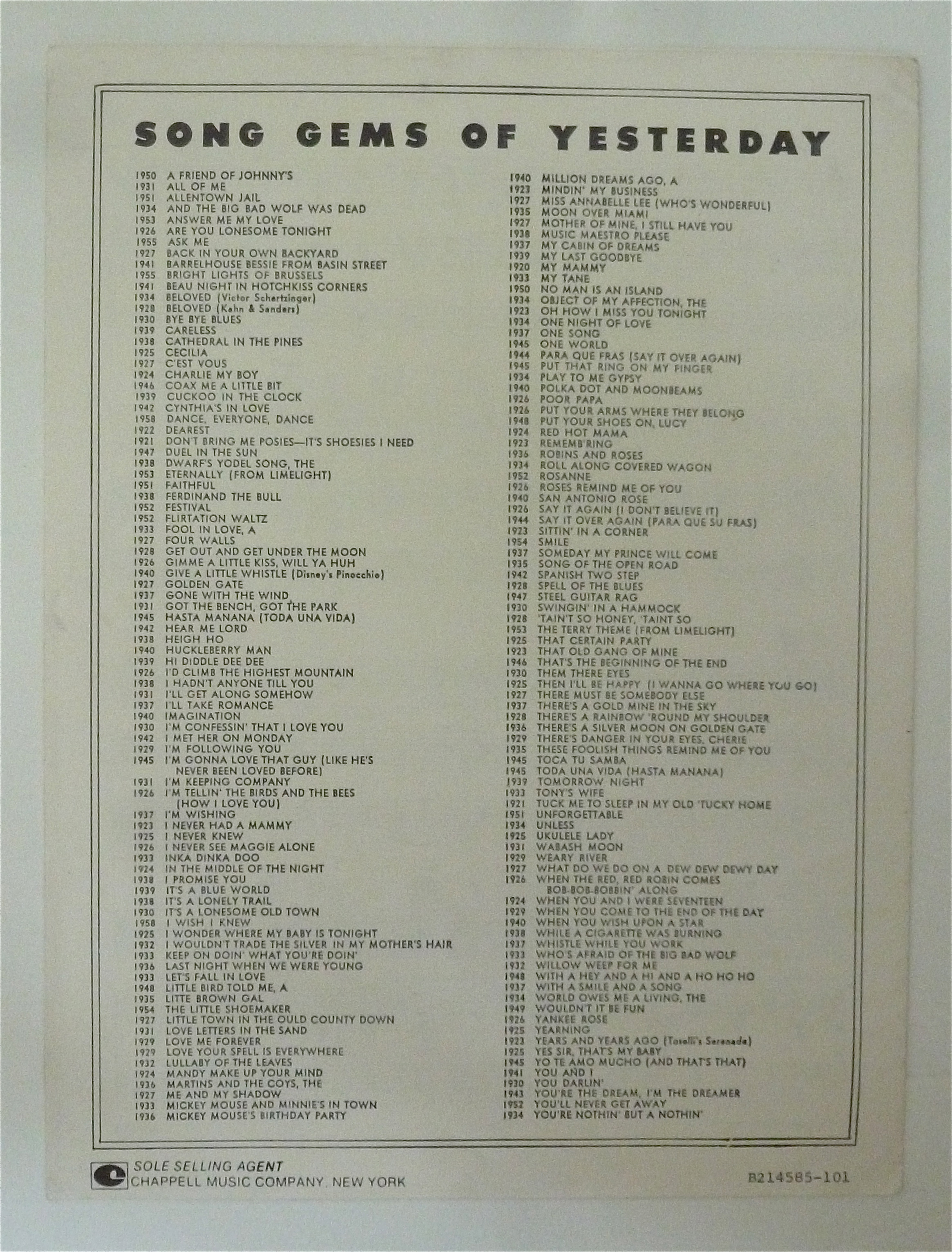 Sheet Music For 1961 Whistle While You Work