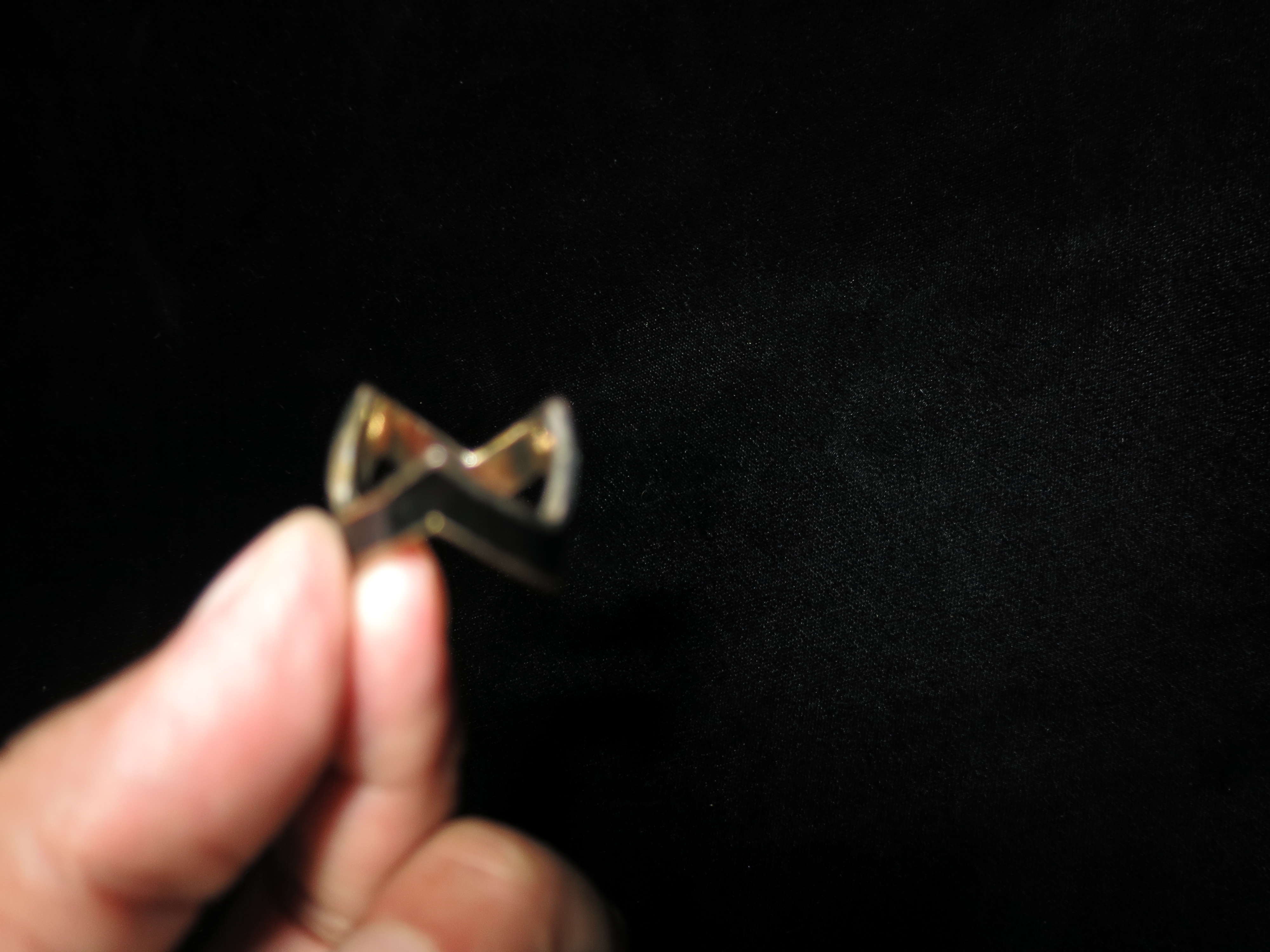 Black Enamel silver metal ring size 7