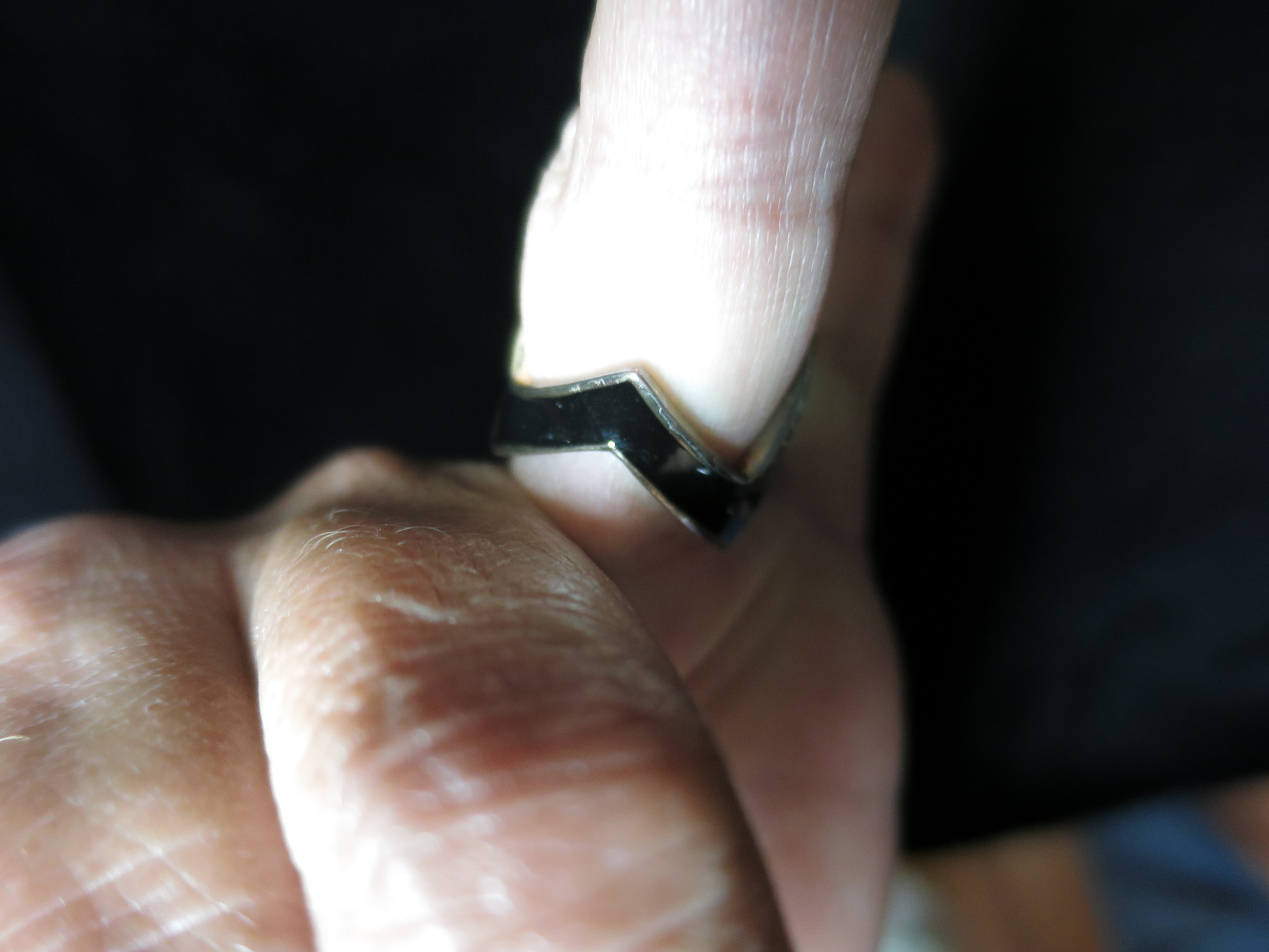 Black Enamel silver metal ring size 7