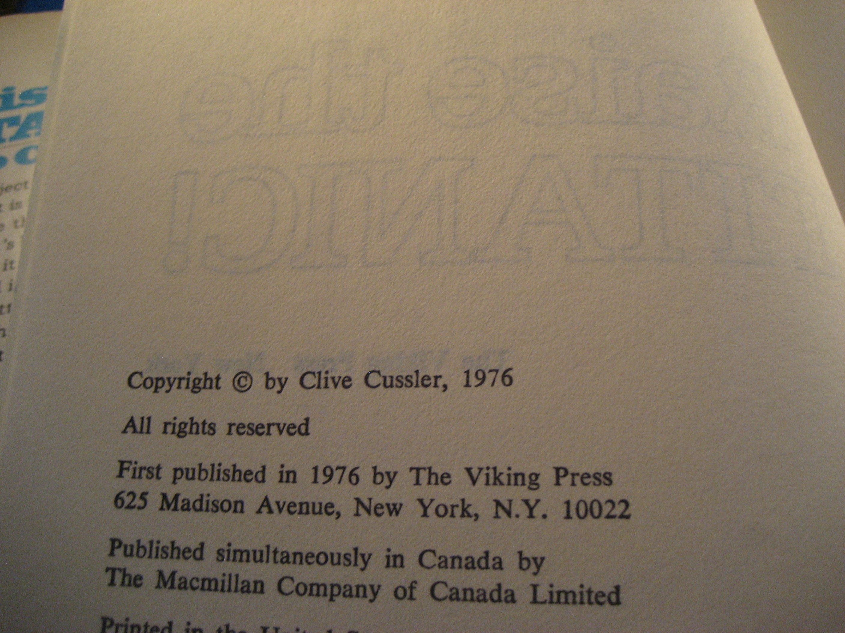 First Edition of Raise the Titanic