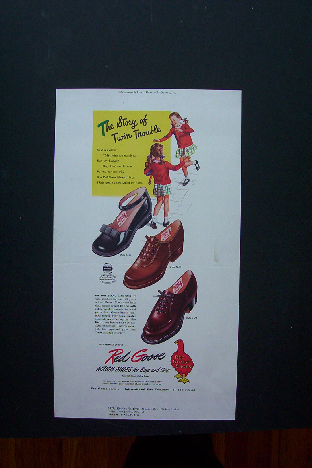 1947 Red Goose Shoes with Twin Girls