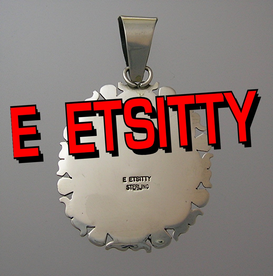 E Etsitty Turquoise Green Tan Matrix Sterling Silver Pe