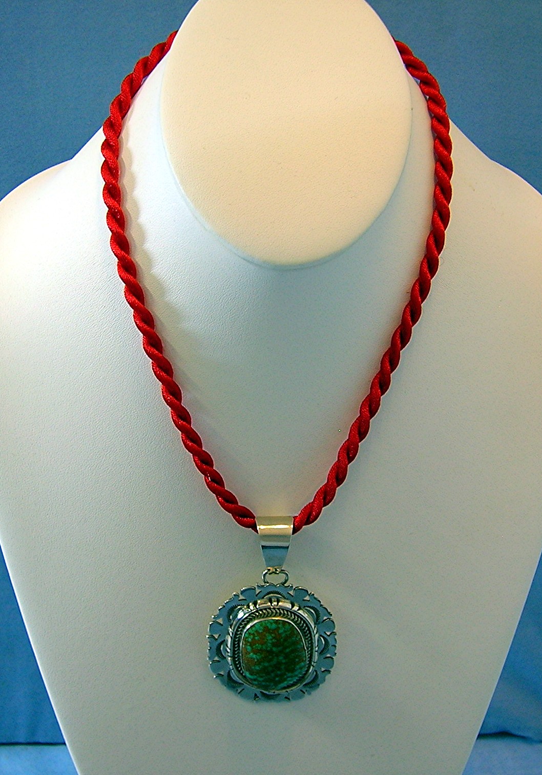 E Etsitty Turquoise Green Tan Matrix Sterling Silver Pe
