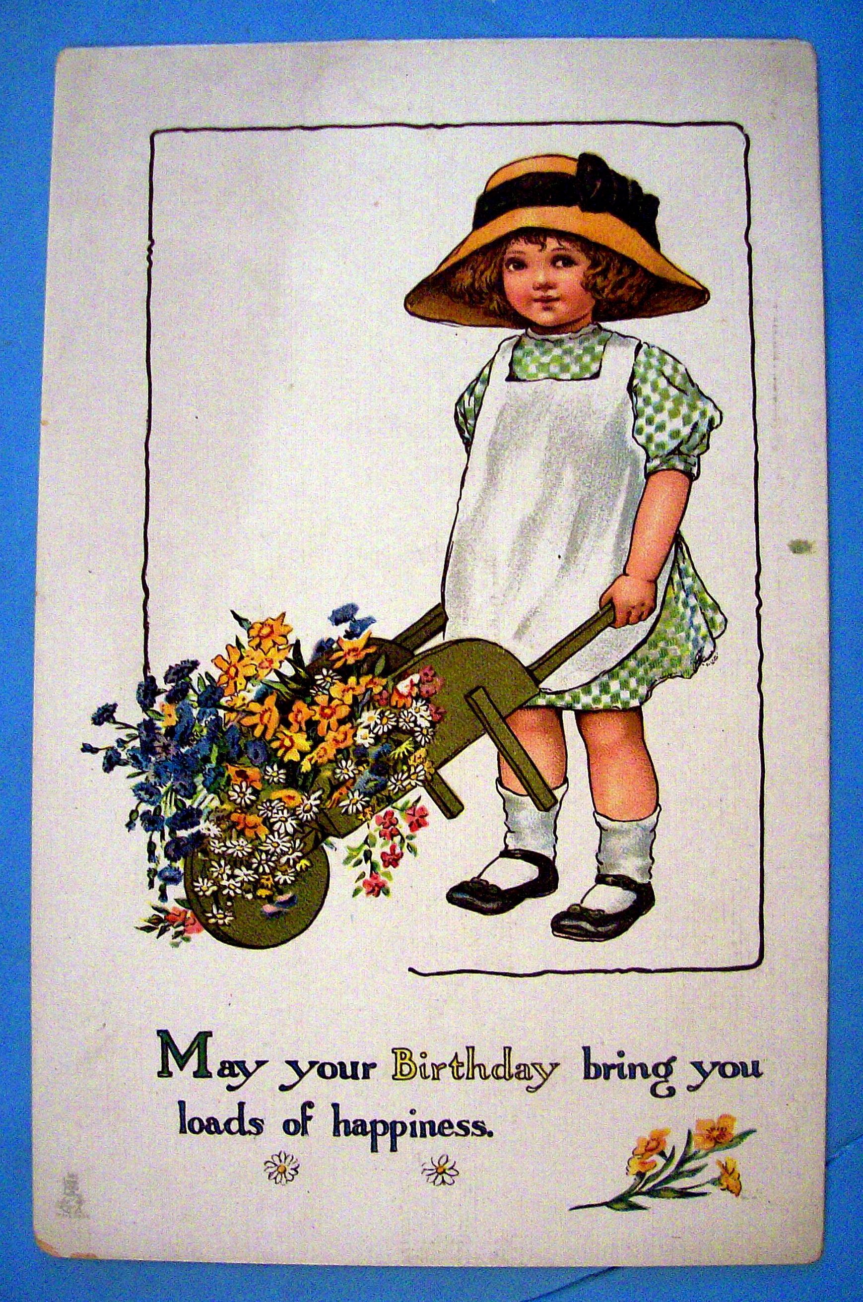 Birthday Children Postcard By Tuck w/Girl & Flowers