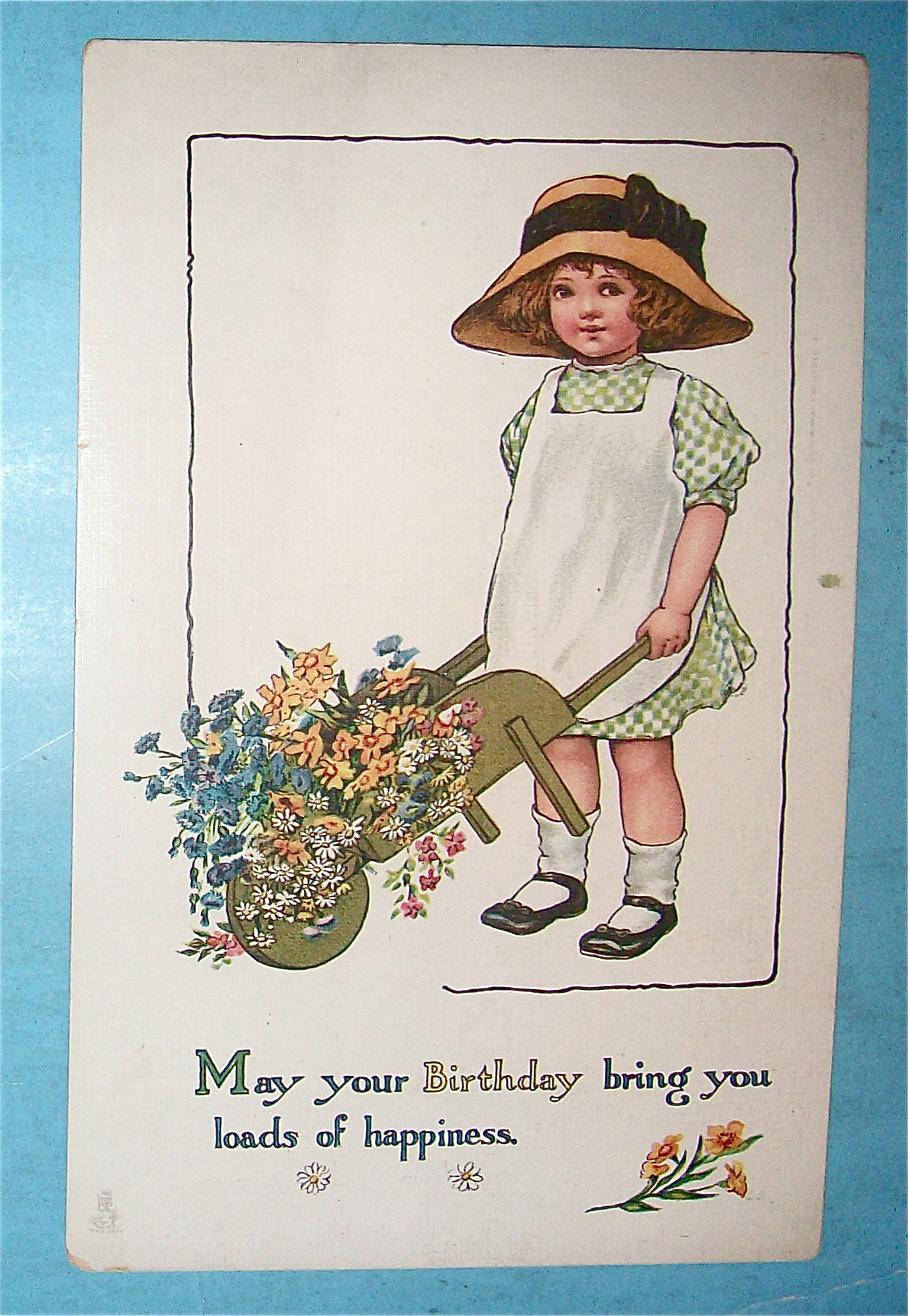Birthday Children Postcard By Tuck w/Girl & Flowers