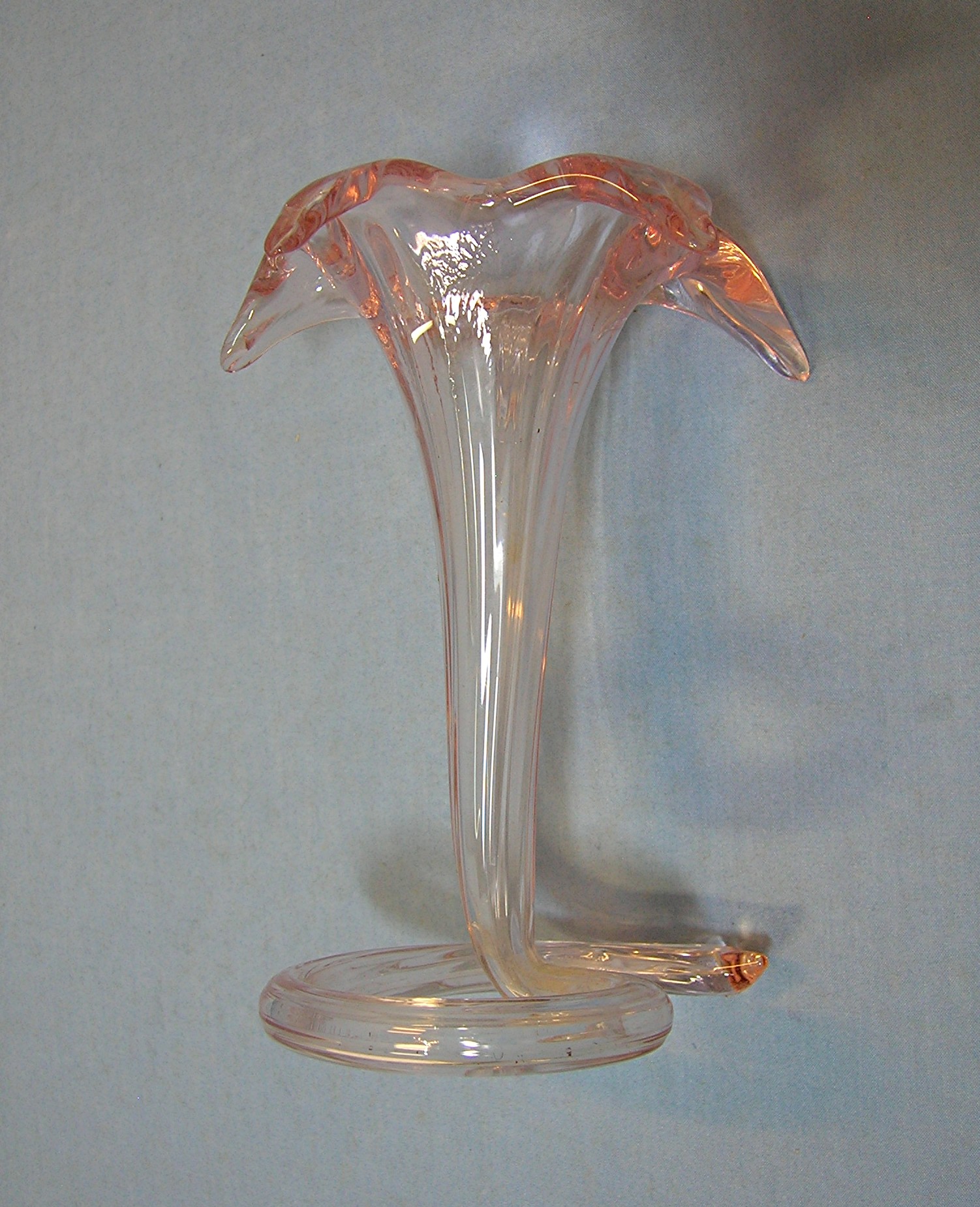 Pink Glass Handblown Flower Holder