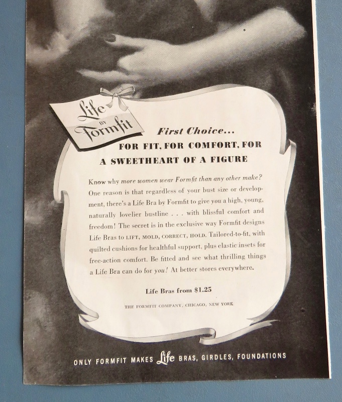 1951 Life By Formfit Bra with a Lovely Woman Wearing Her Bra