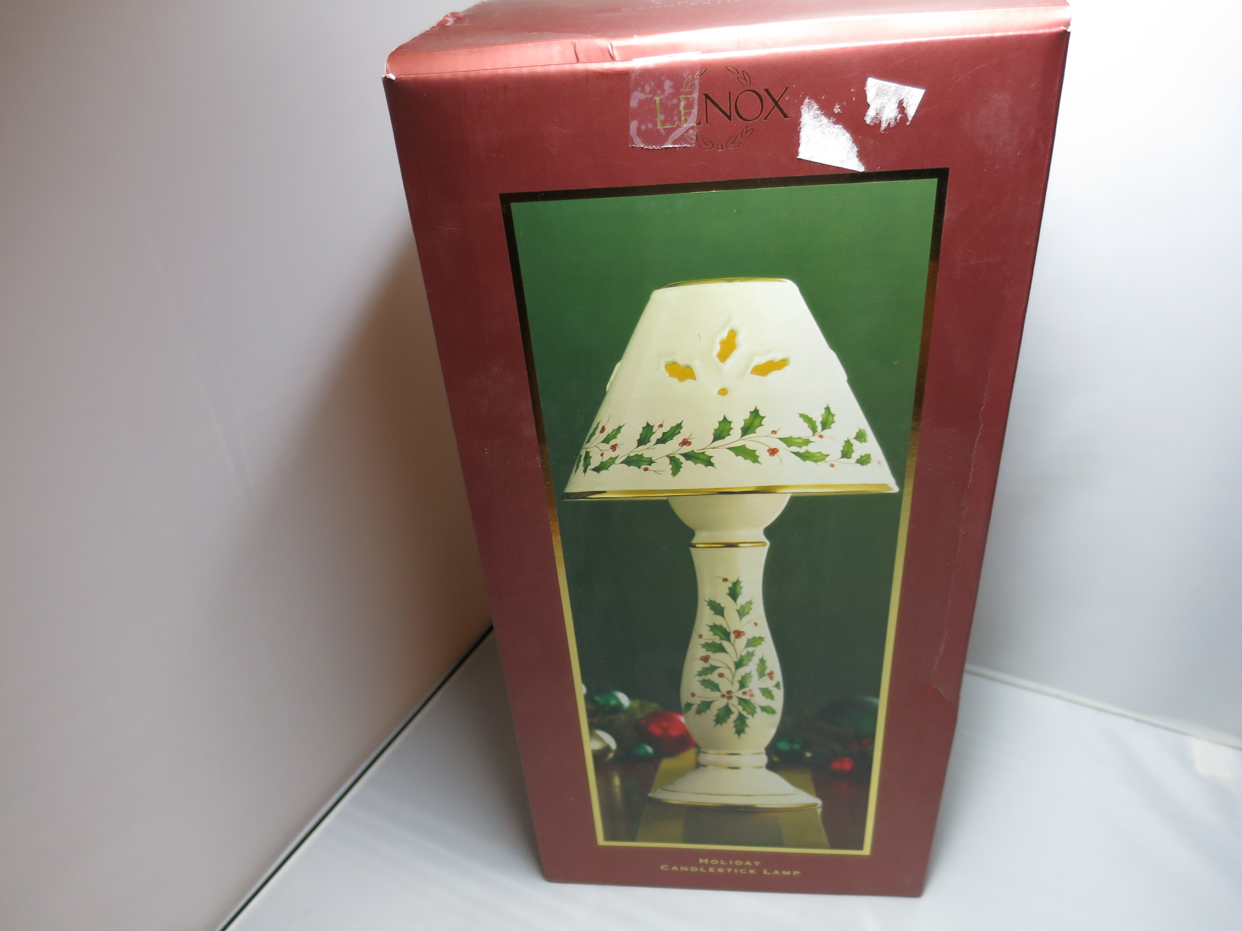 Lenox Holida Candlestick Lamp Holly Berry Votive Tea light