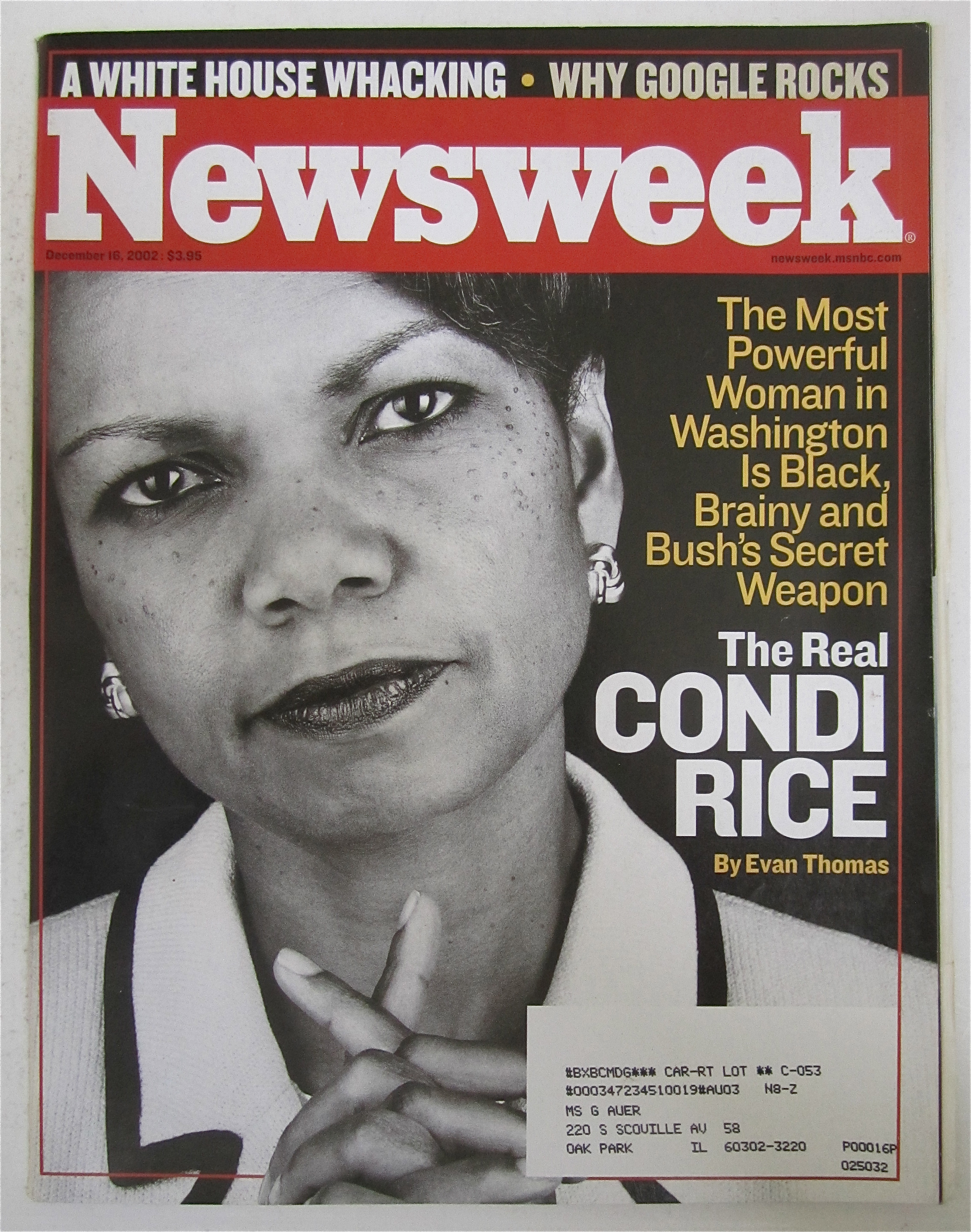 Newsweek Magazine December 16, 2002 Condi Rice
