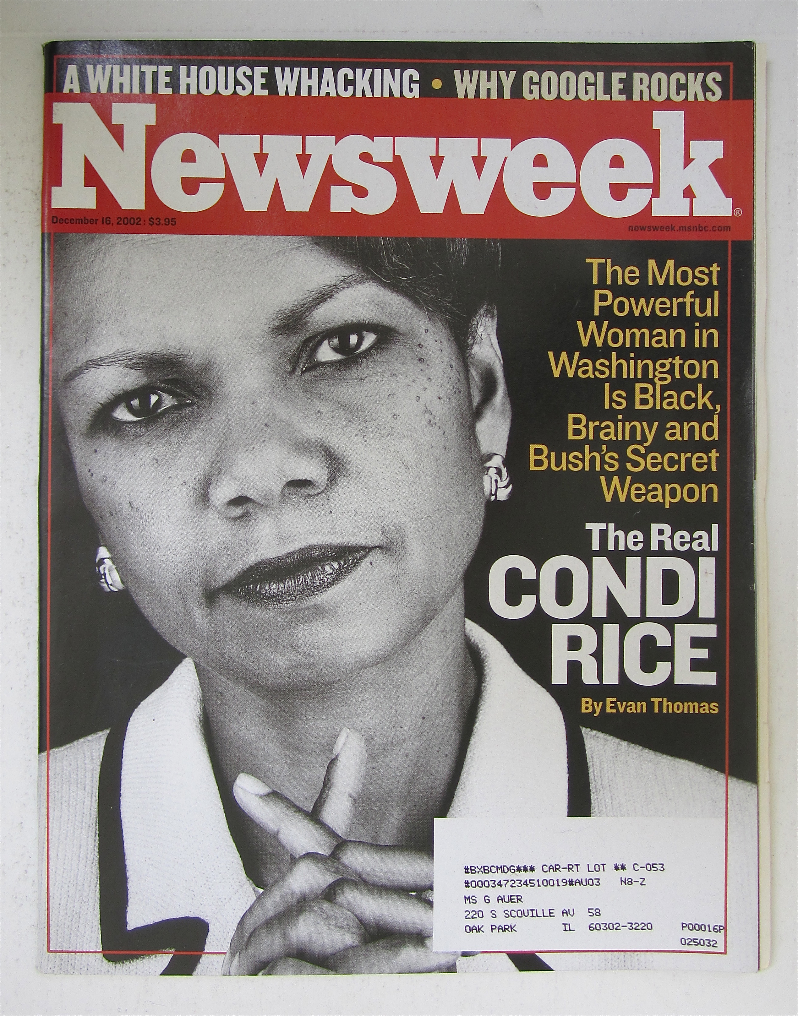 Newsweek Magazine December 16, 2002 Condi Rice