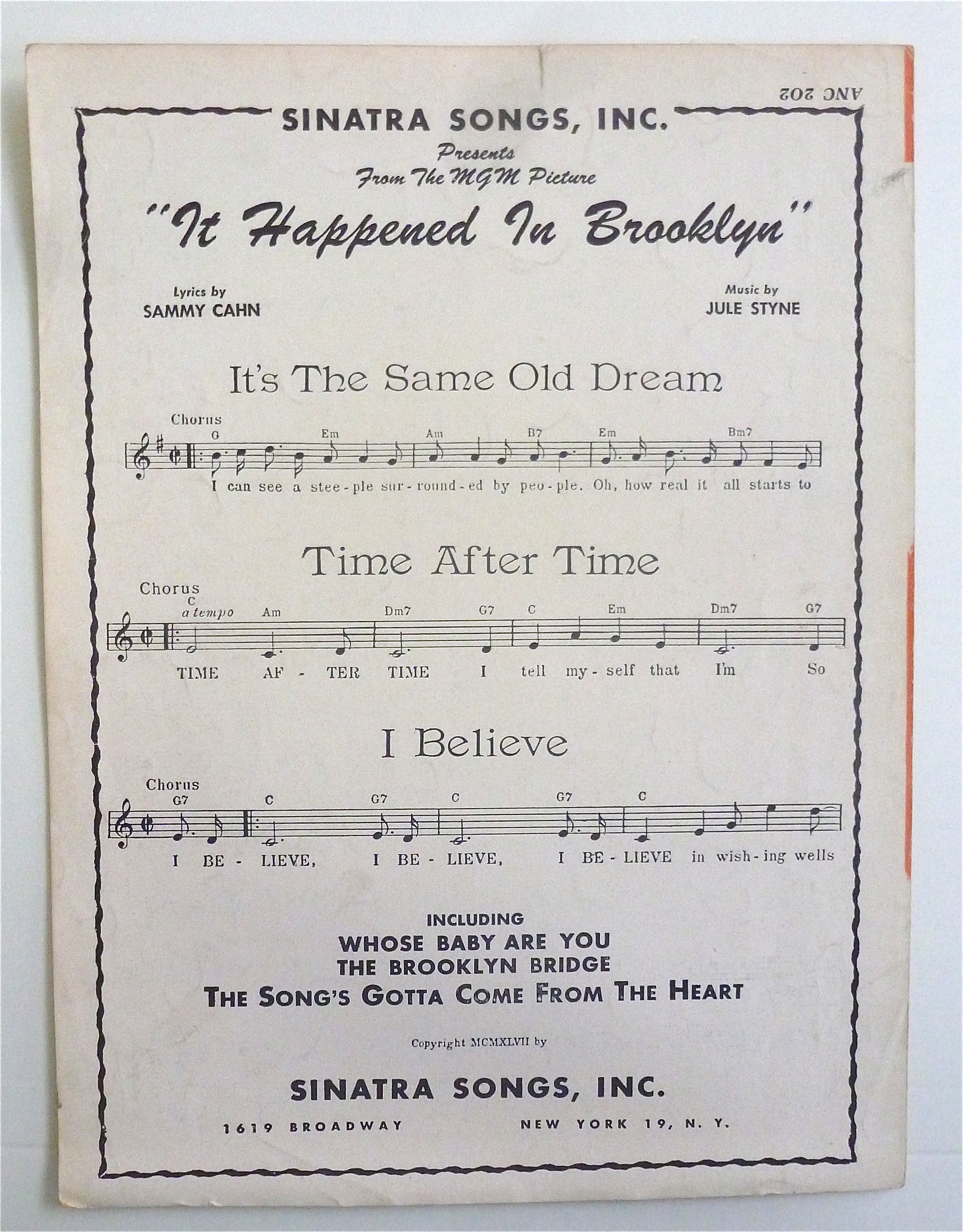 Sheet Music For 1947 Time After Time