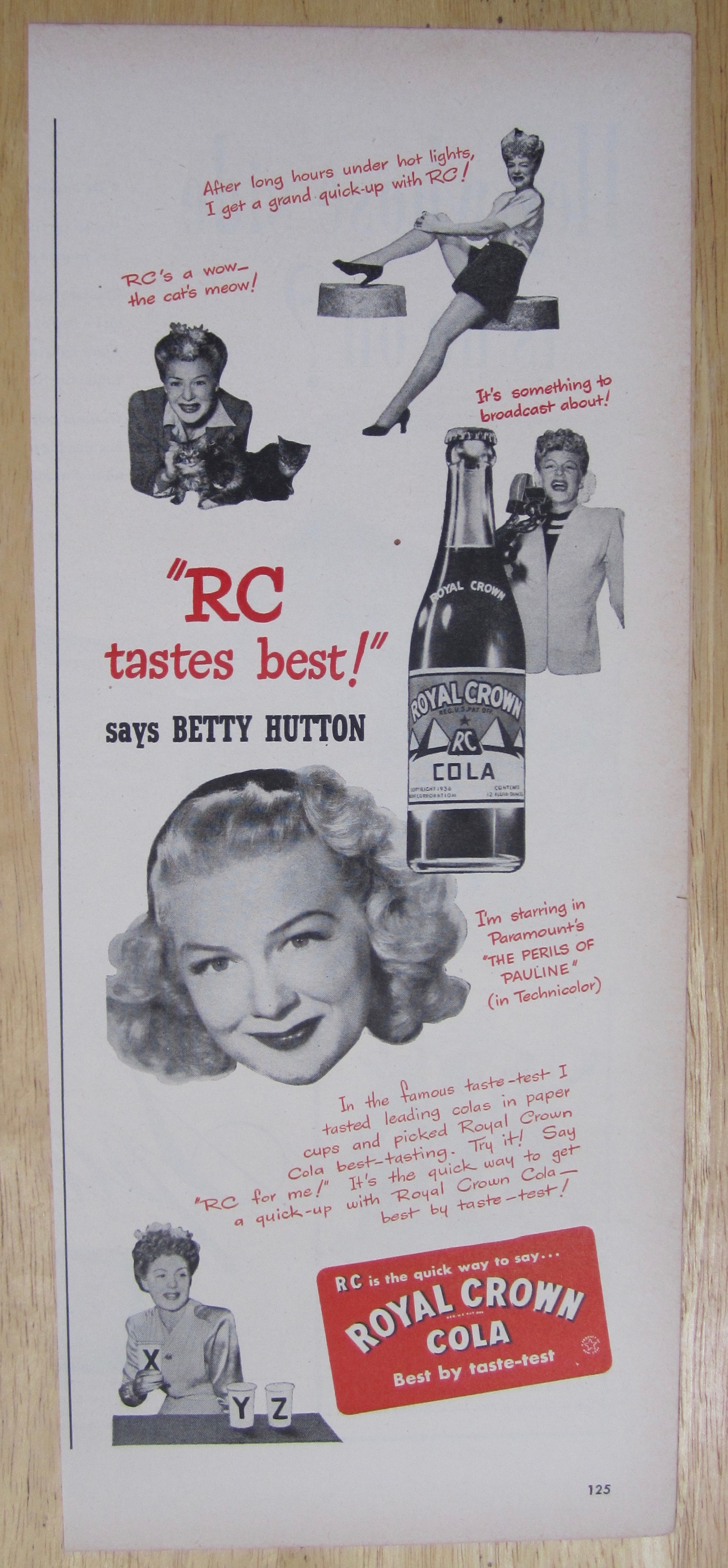 1947 (RC Cola) Royal Crown Cola with Betty Hutton