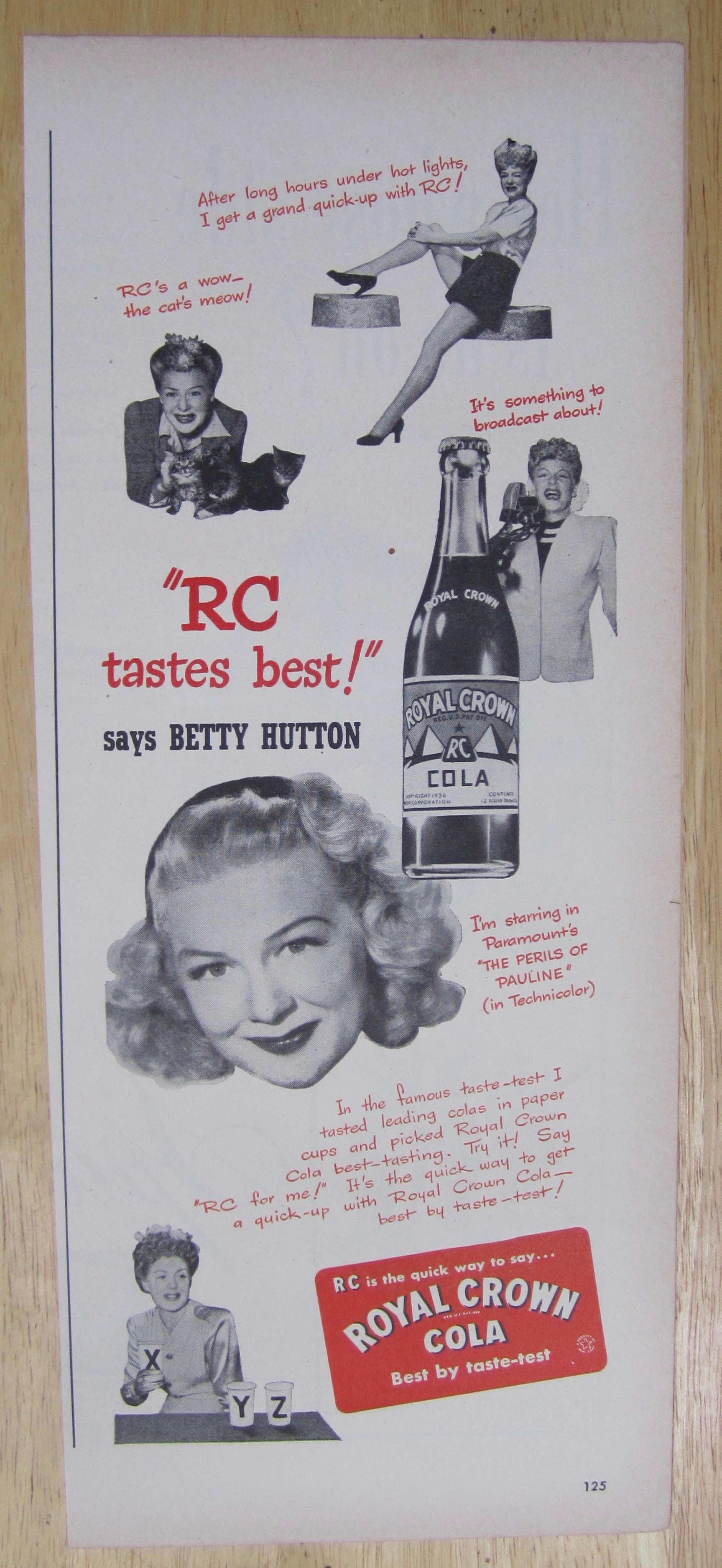 1947 (RC Cola) Royal Crown Cola with Betty Hutton