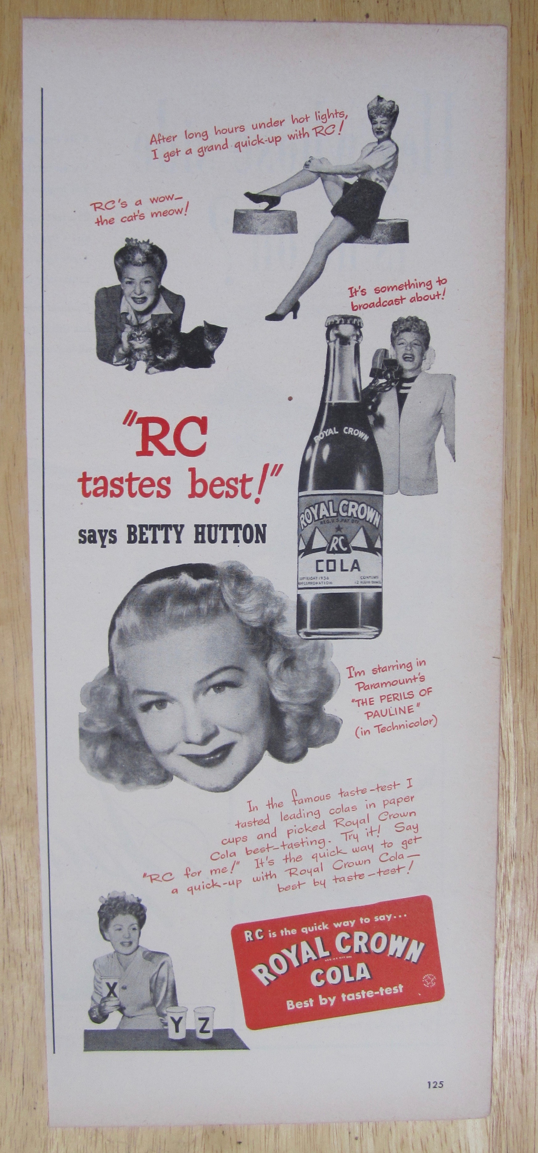 1947 (RC Cola) Royal Crown Cola with Betty Hutton
