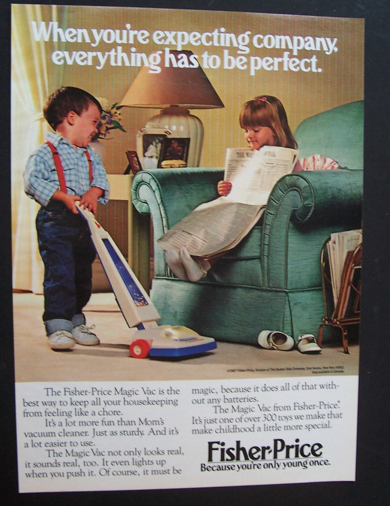 1987 Fisher-Price Magic Vac with Boy Cleaning