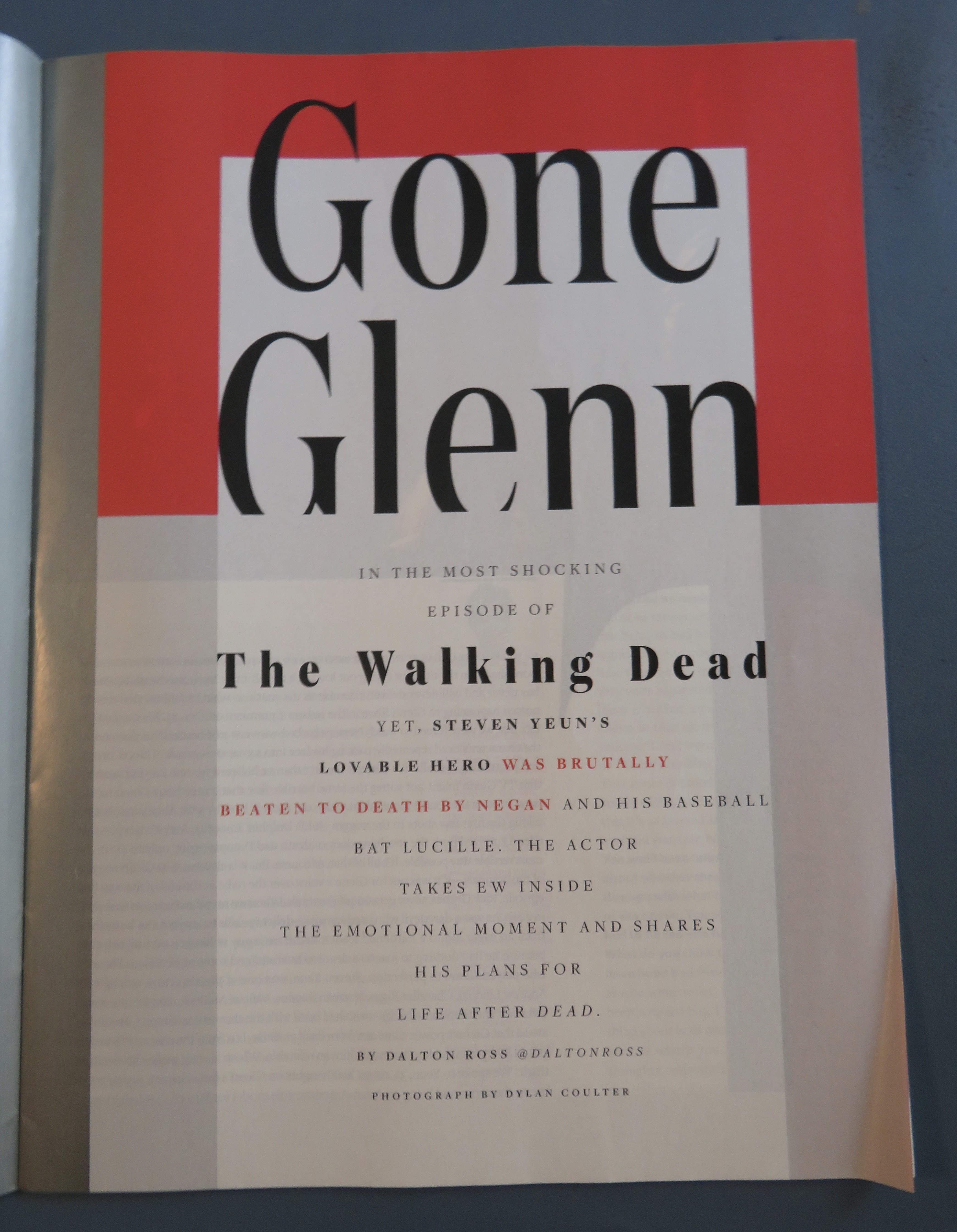 Entertainment Magazine November 4, 2016 Dead Glenn