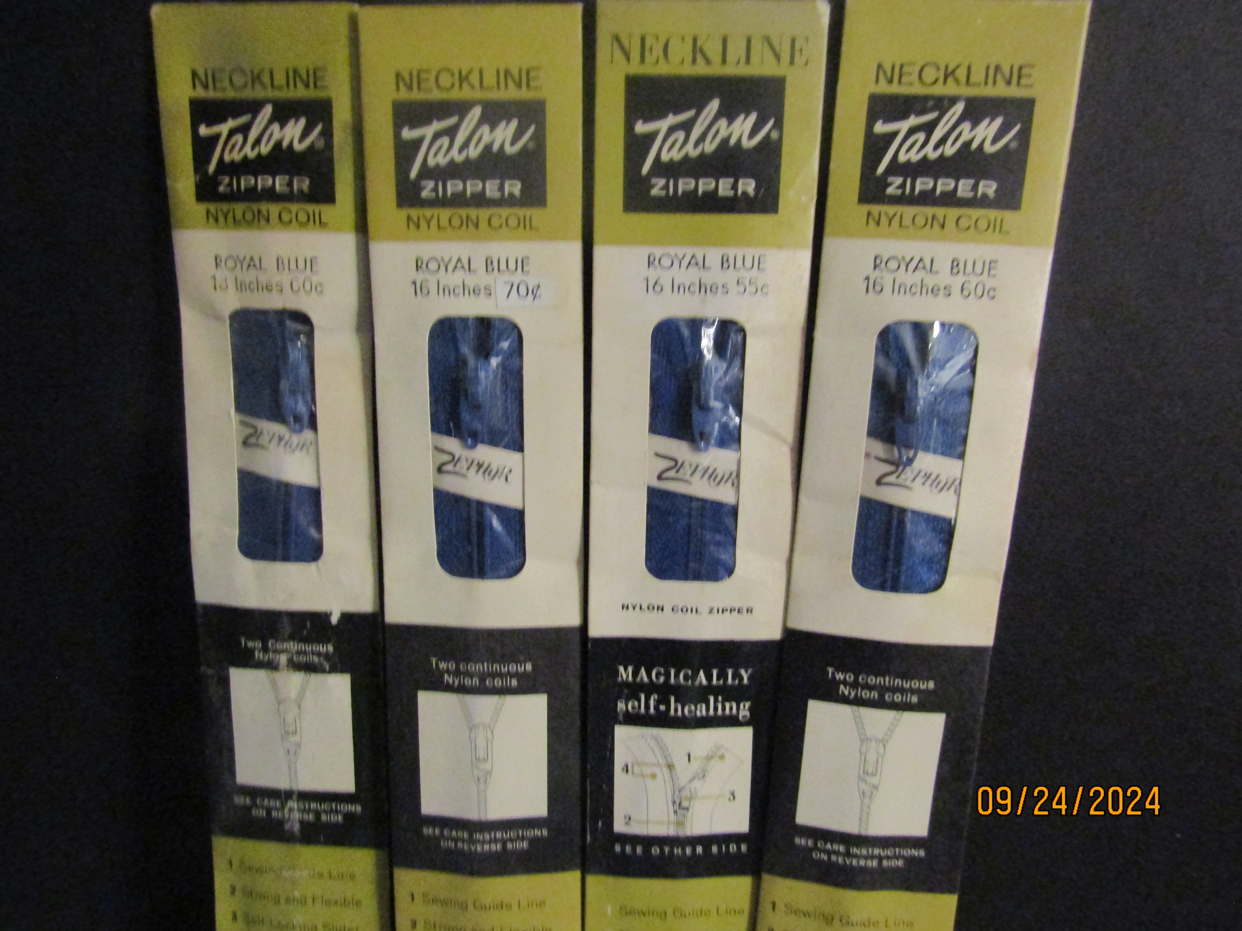 Vintage Talon Royal Blue Neckline Zippers Set