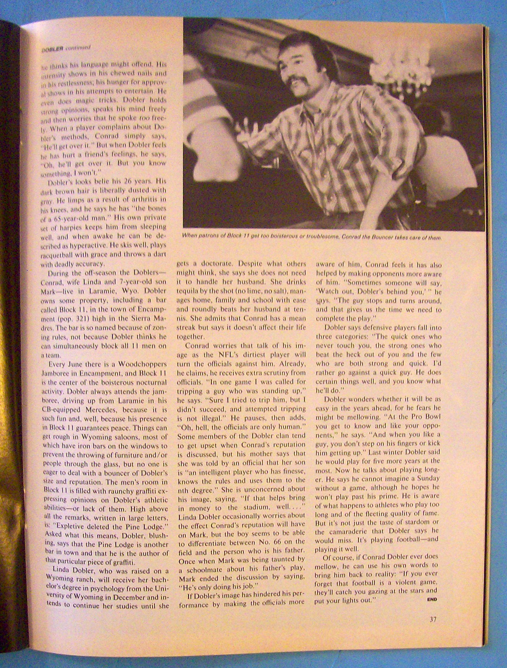 Sports Illustrated Magazine July 25, 1977 Conrad Dobler