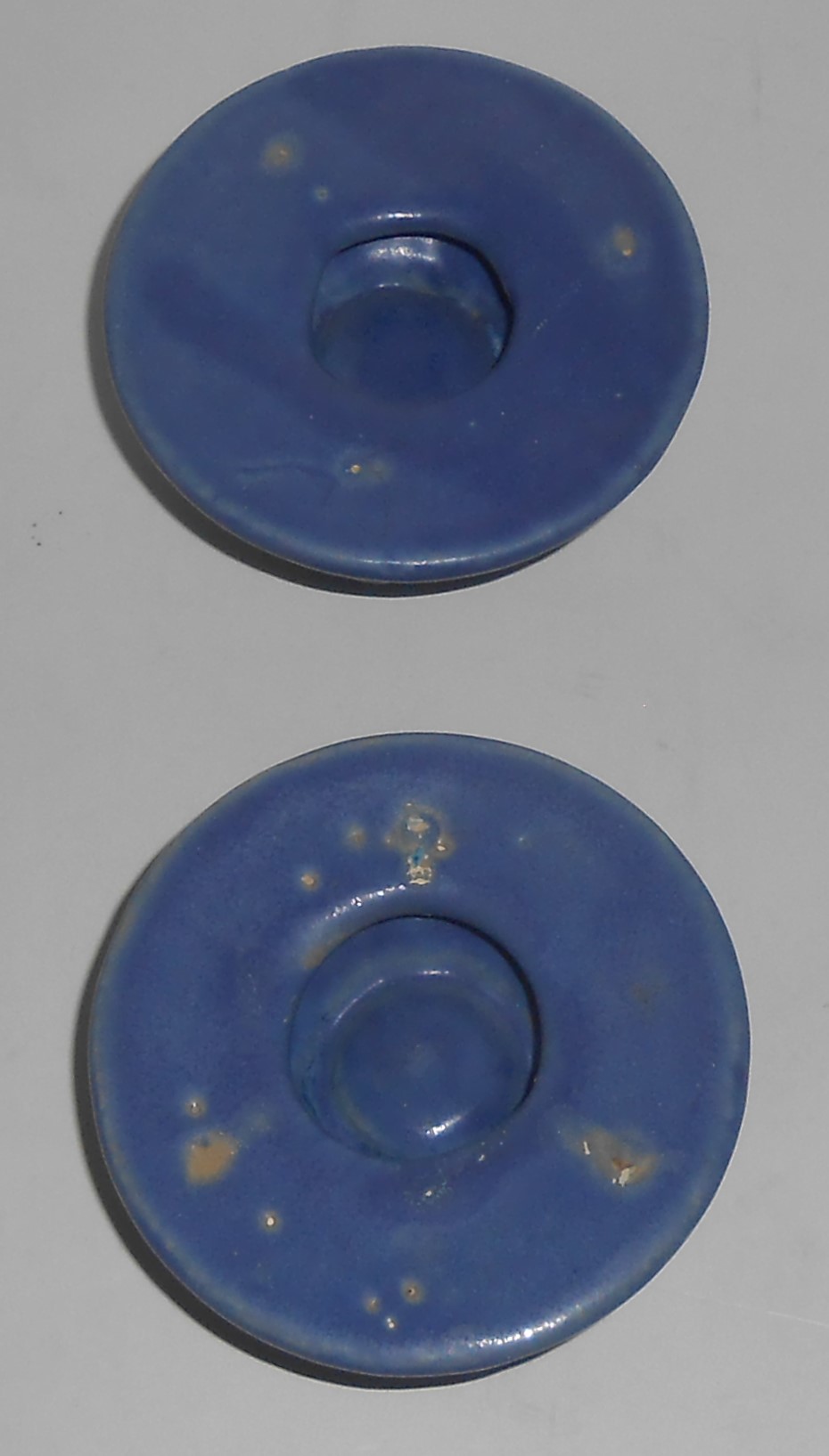 American Art Pottery Pr Frosted Blue Candlestick Holder
