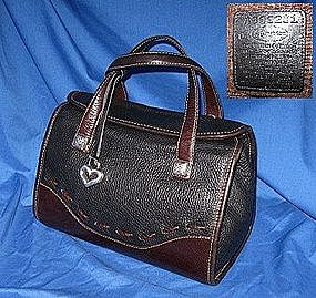 Brighton Black Brown Pebble Leather Bag