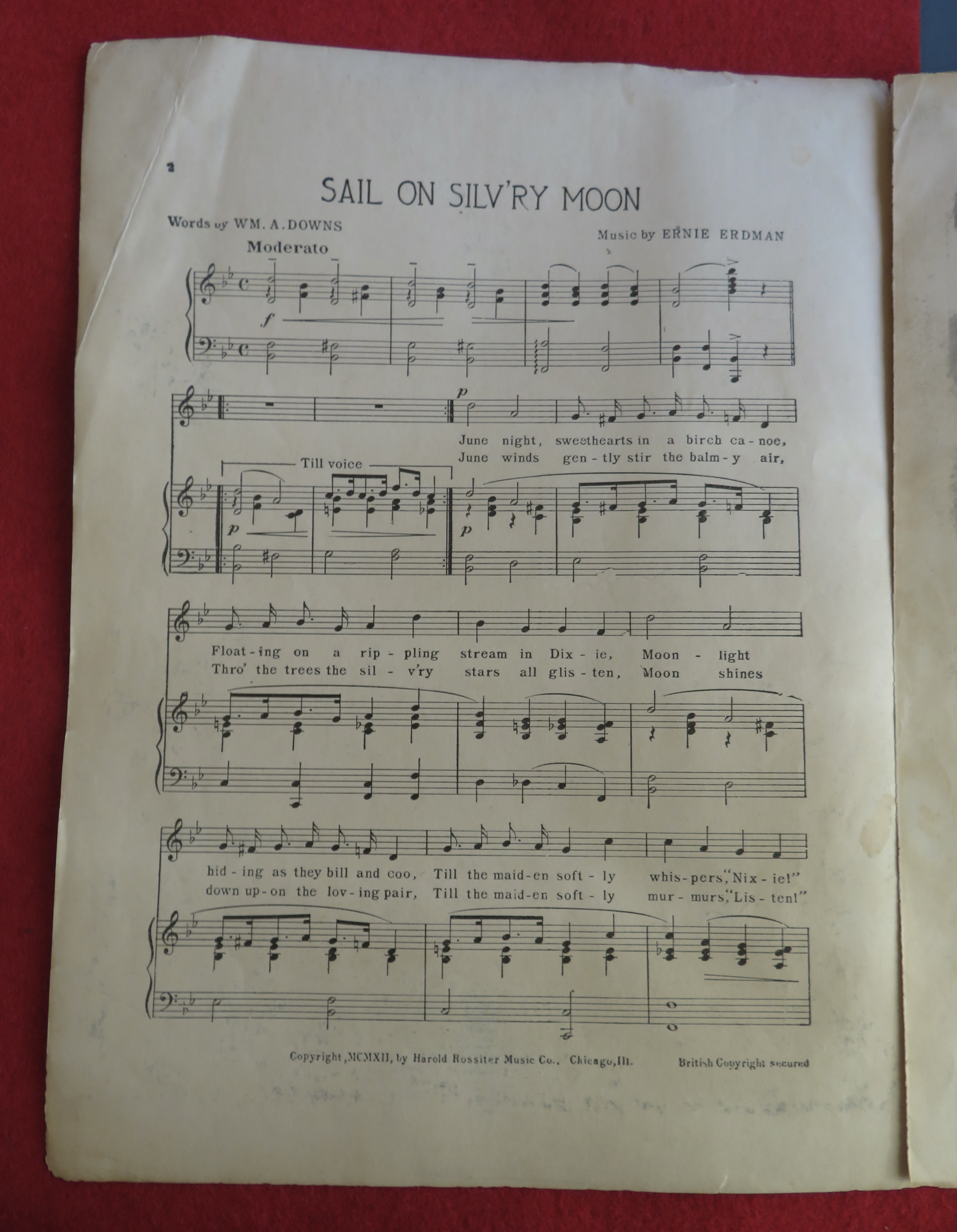 1912 Sail On Silv'Ry Moon