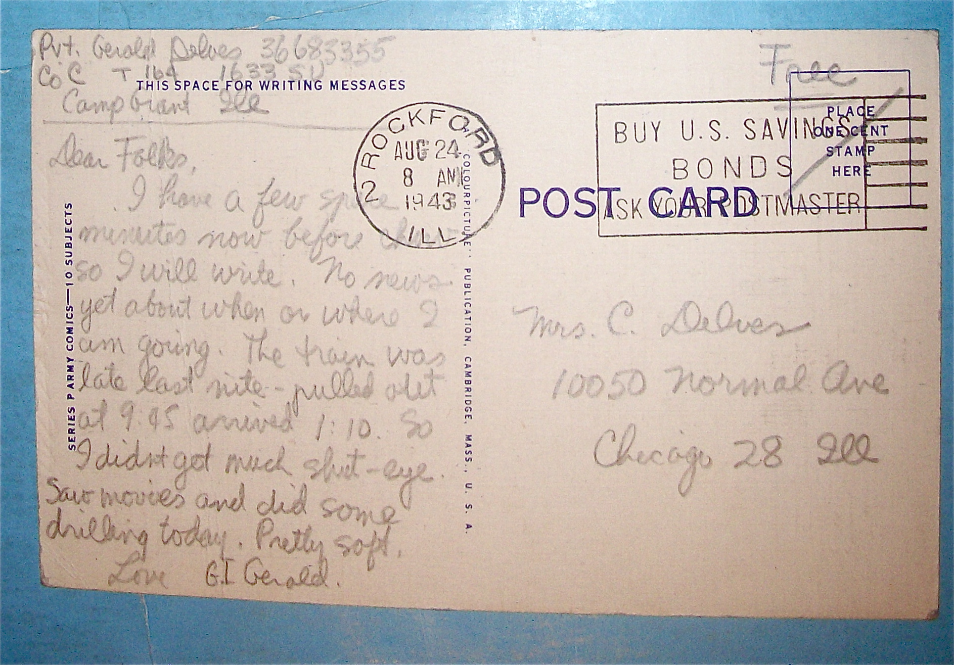Bugler Blowing Horn To Wake Up Soldiers Postcard