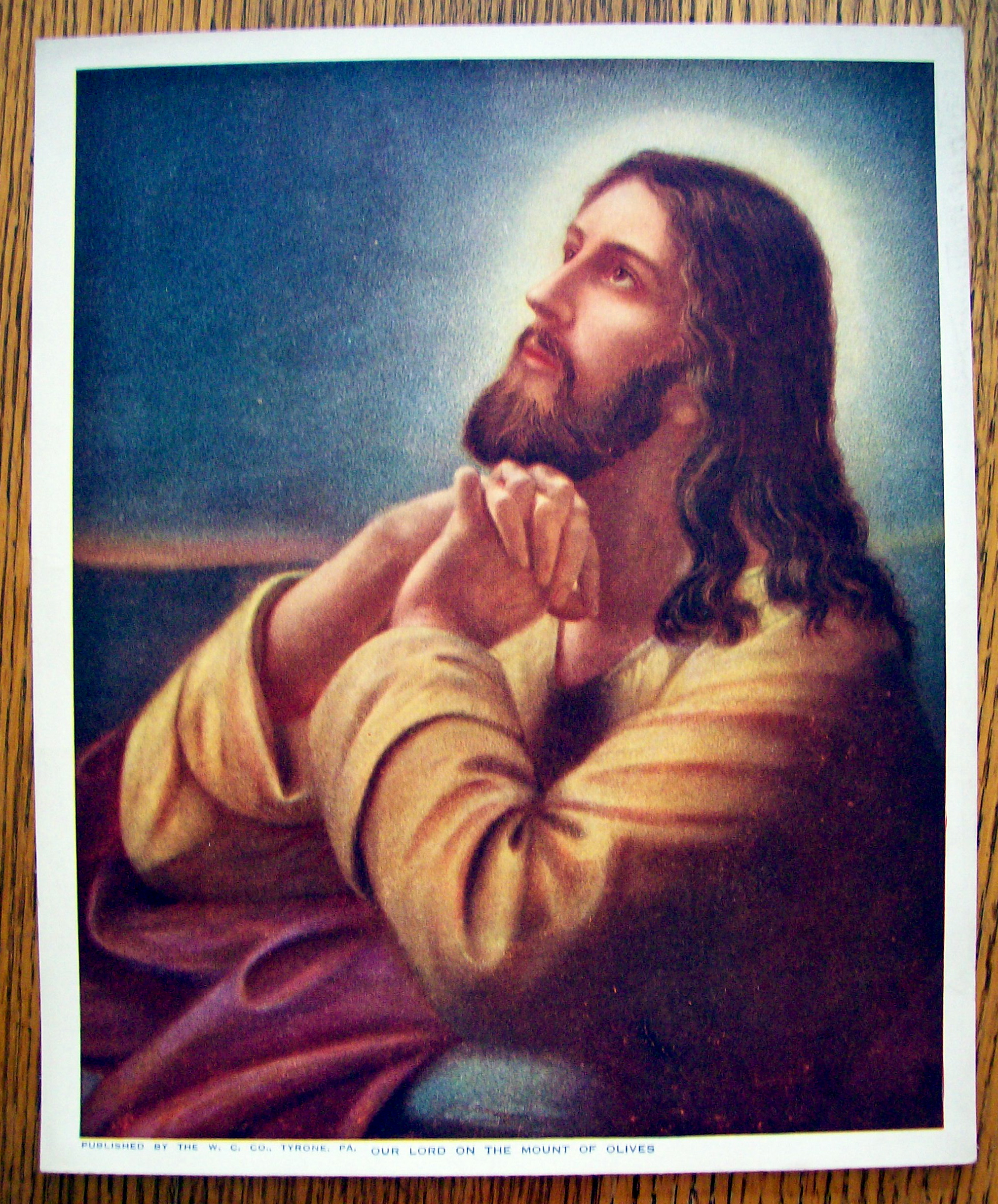 Lithograph Of Our Lord On Mount Of Olives 1920 W.C. Co.