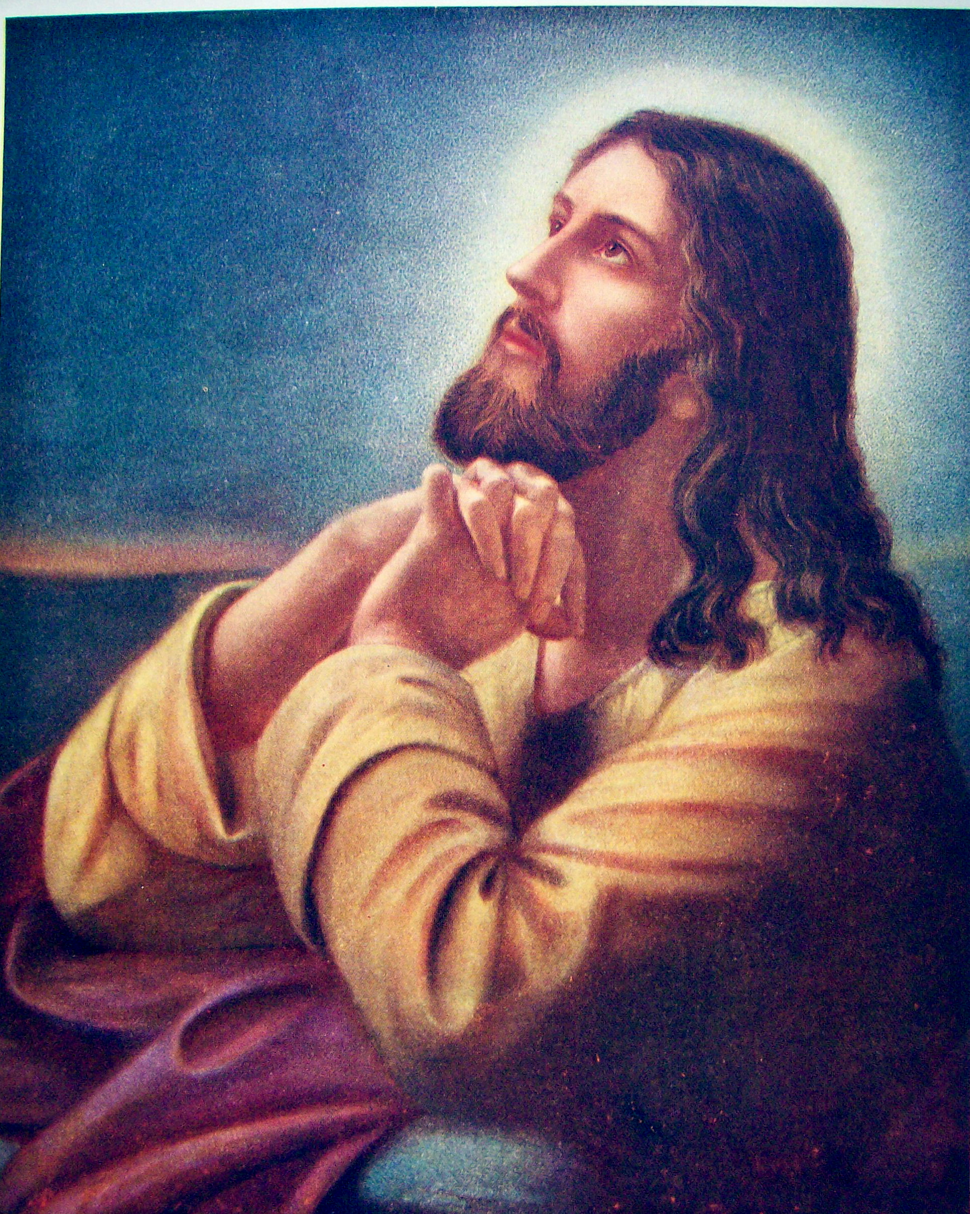 Lithograph Of Our Lord On Mount Of Olives 1920 W.C. Co.
