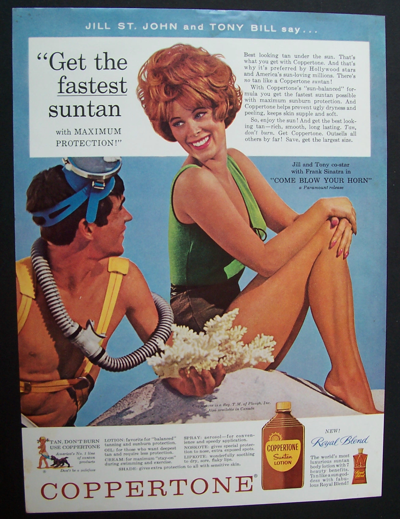 1963 Coppertone Lotion with Jill St. John & Tony Bill