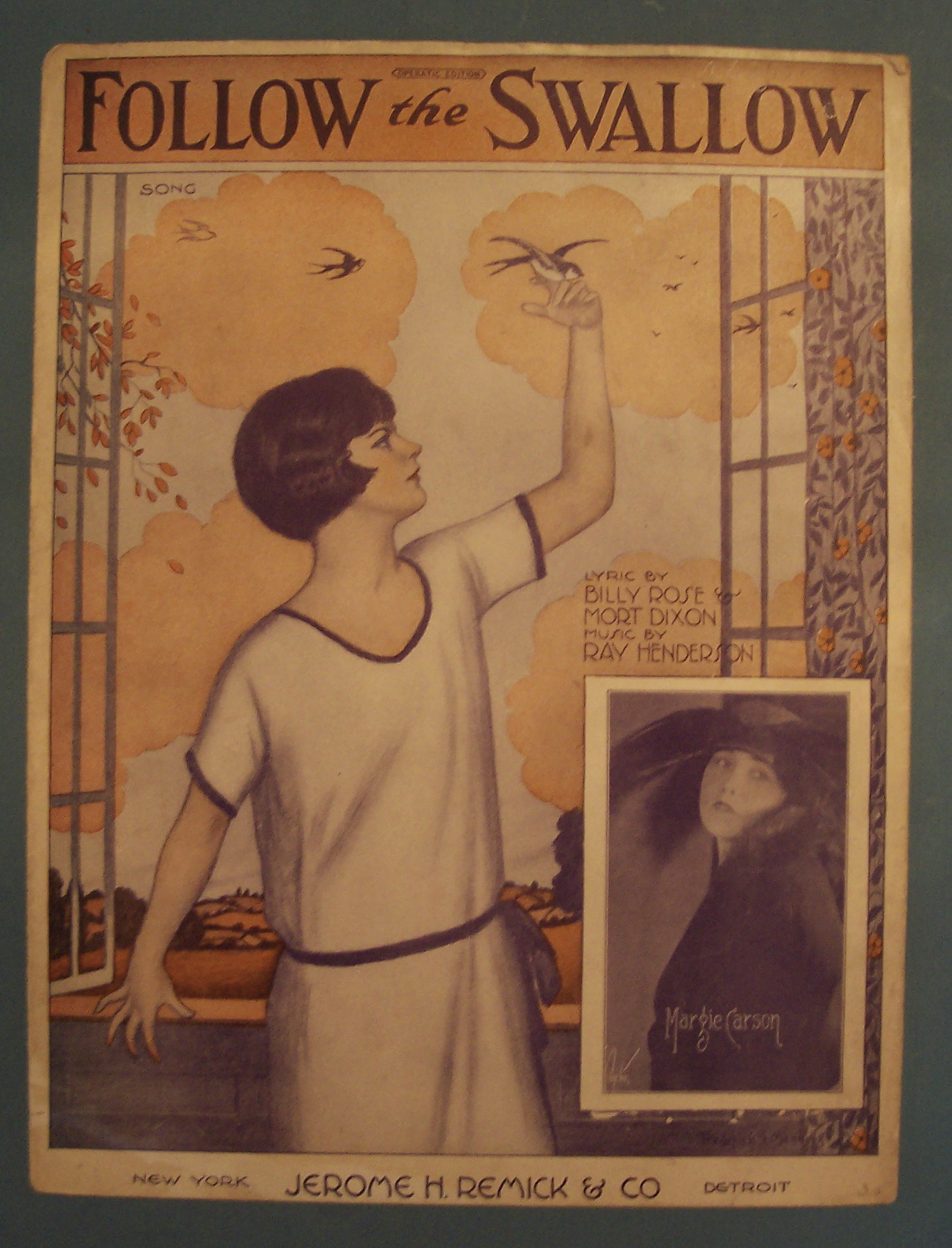 Sheet Music of 1924 Follow The Swallow