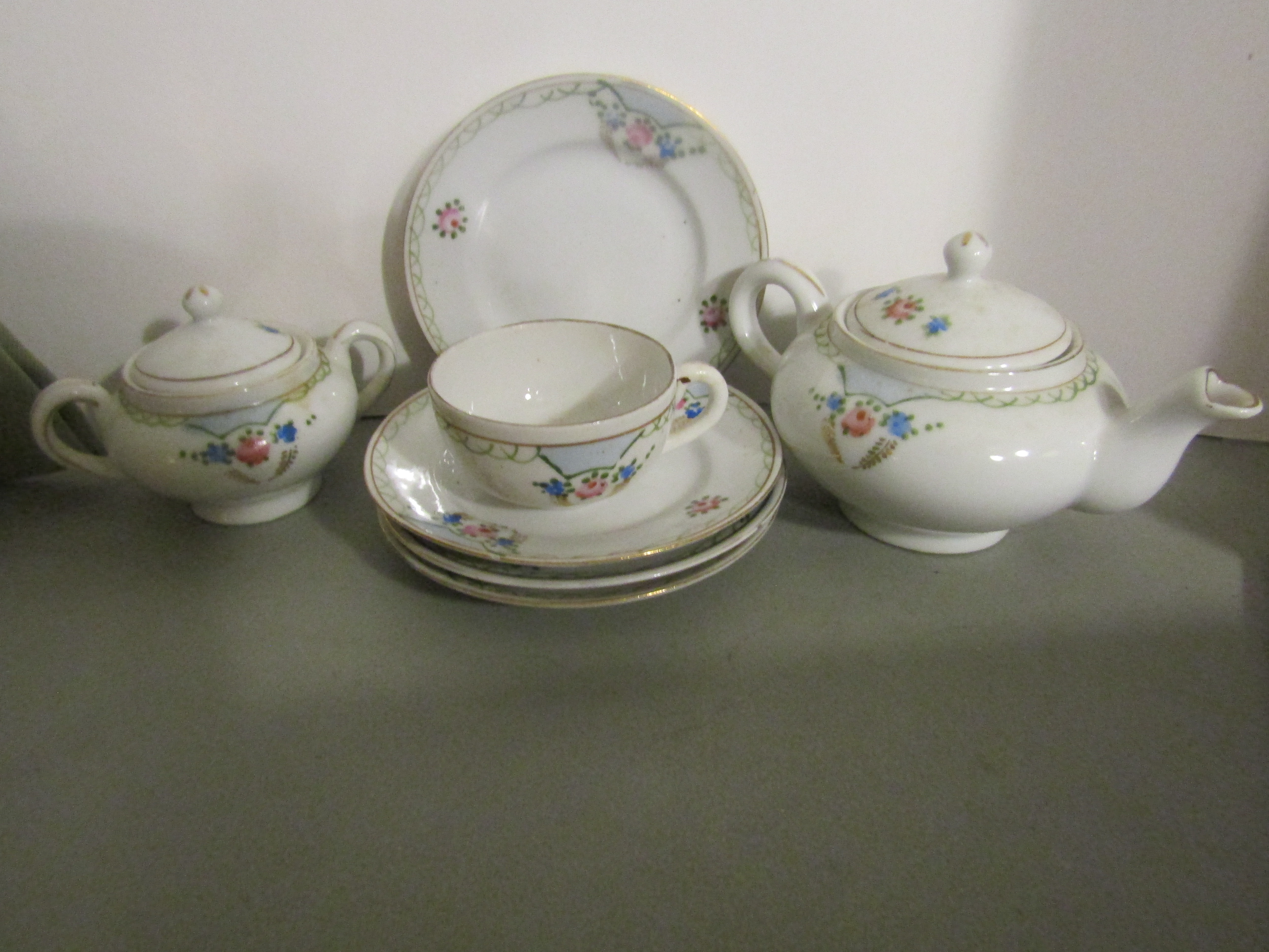 Vintage Miniature Tea Set Rose Floral Design