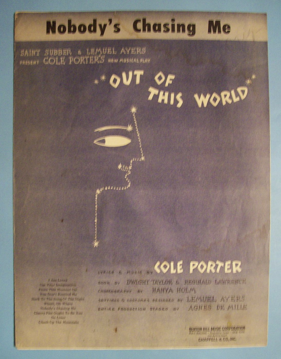 Sheet Music For 1950 Nobody's Chasing Me