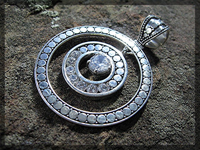 Natural White Zircon Pendant Sterling Silver Peggy V