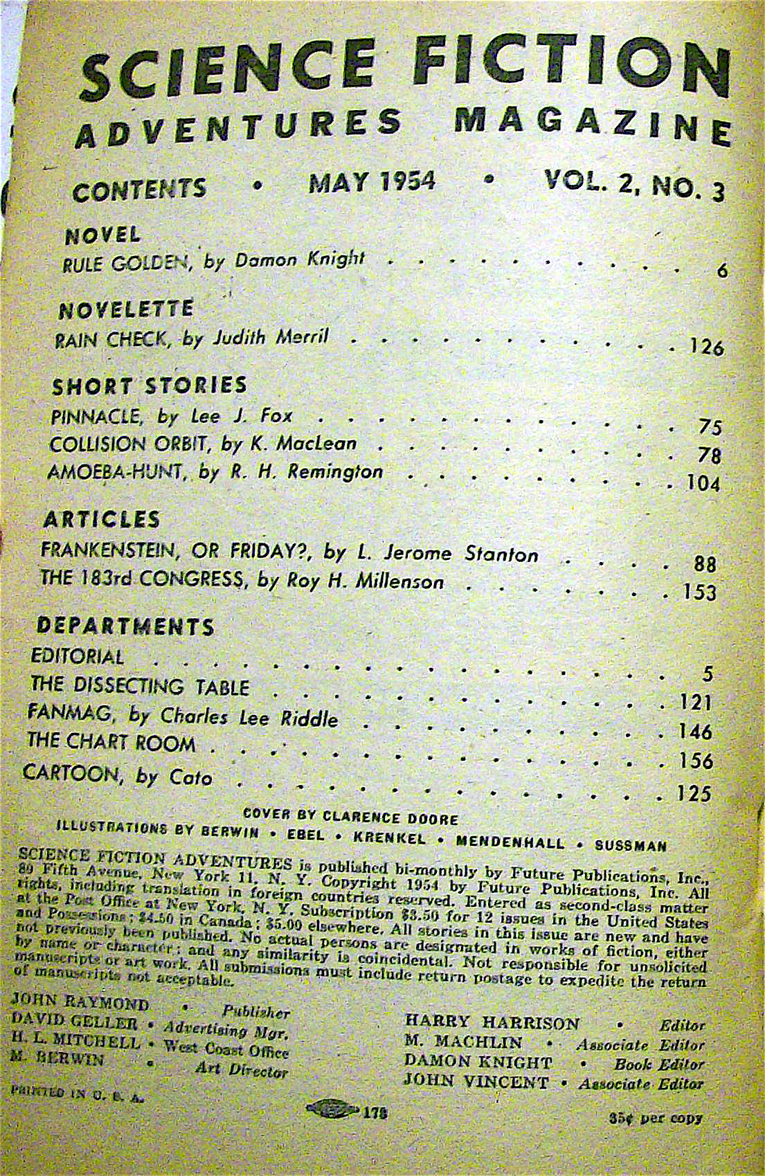 Science Fiction Adventure Magazine May 1954 Rule Golden