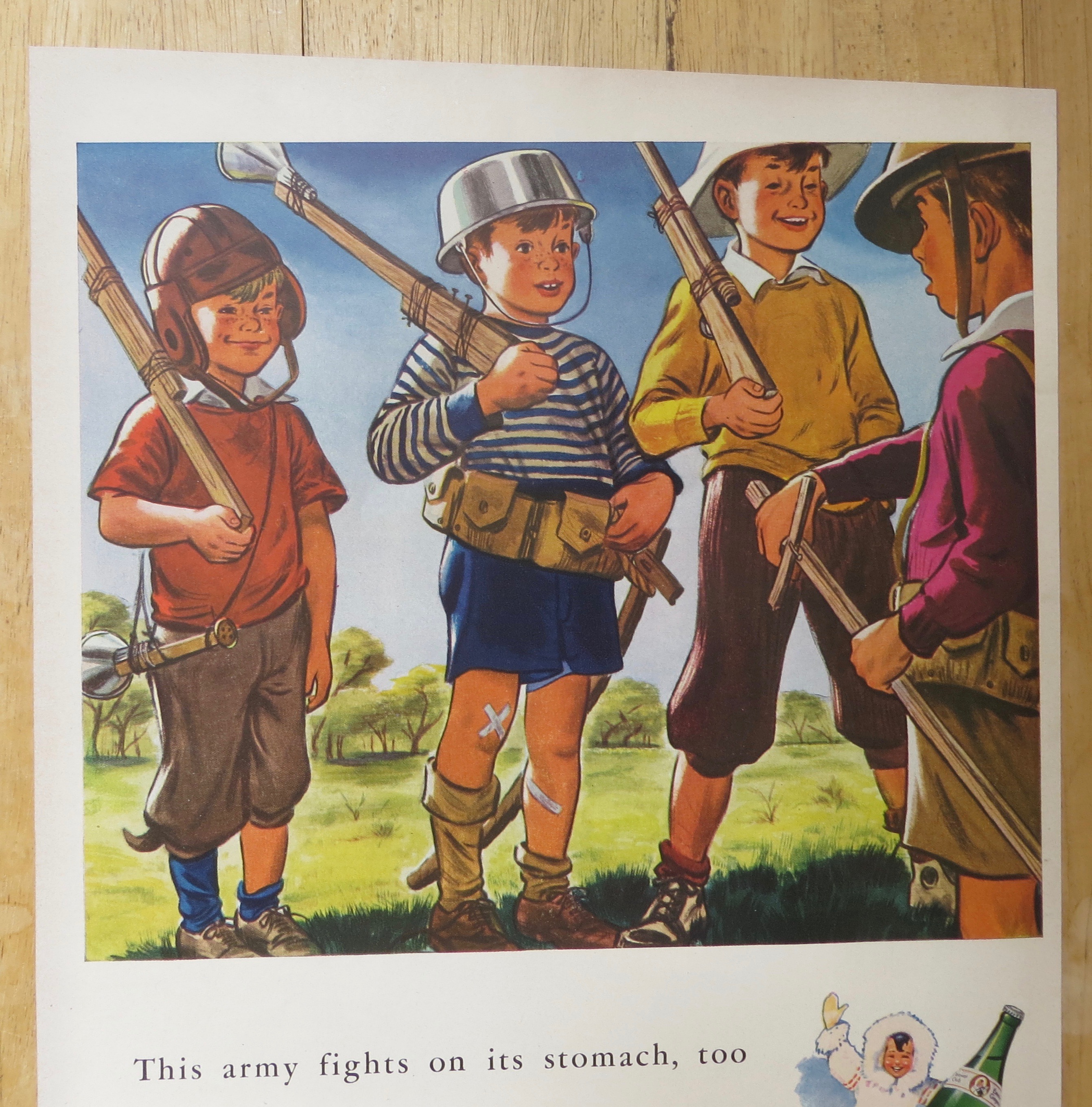 1942 Clicquot Club Soda with Boys Playing Army