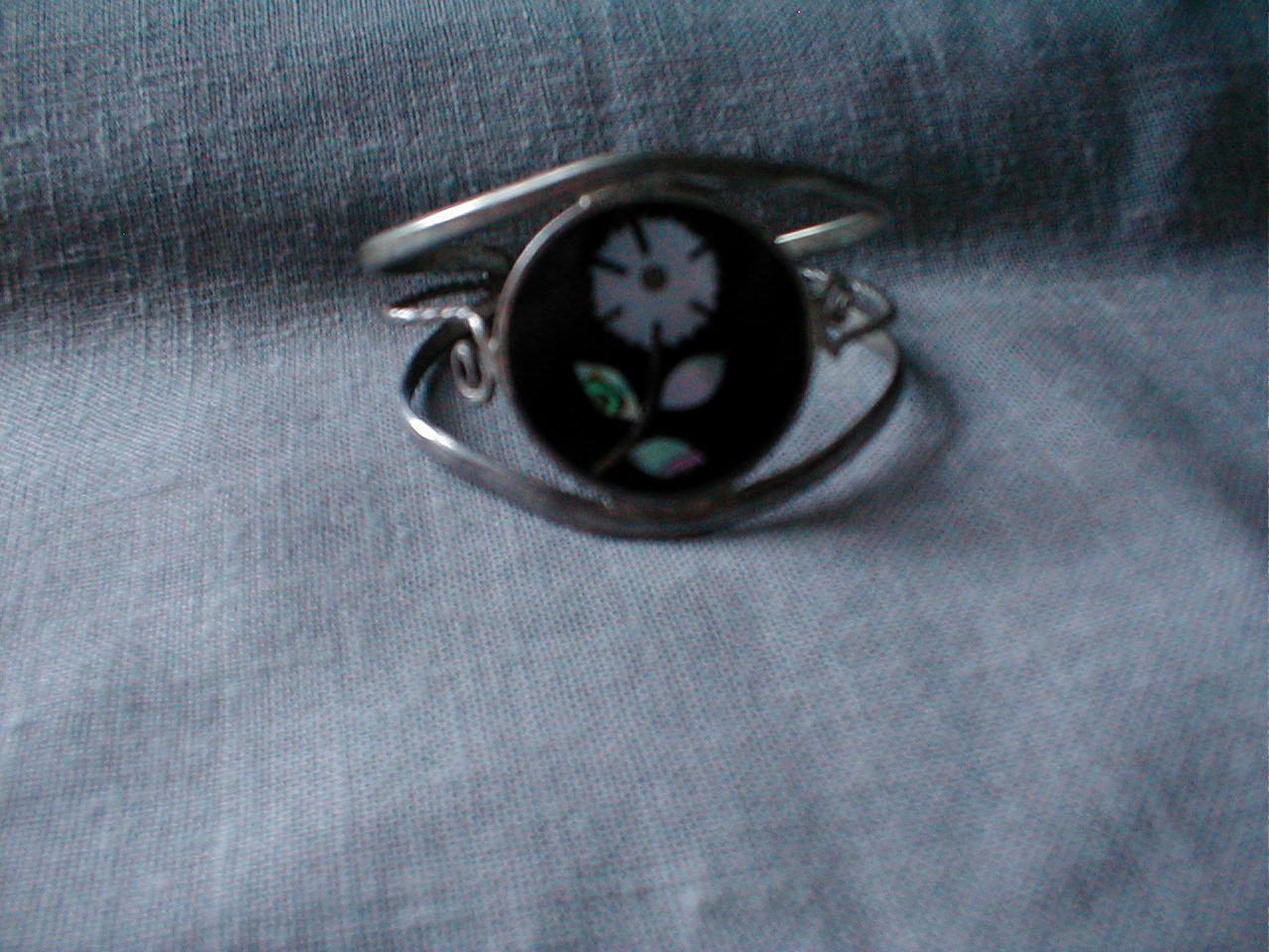 Mexican Inlaid Silver Bracelet