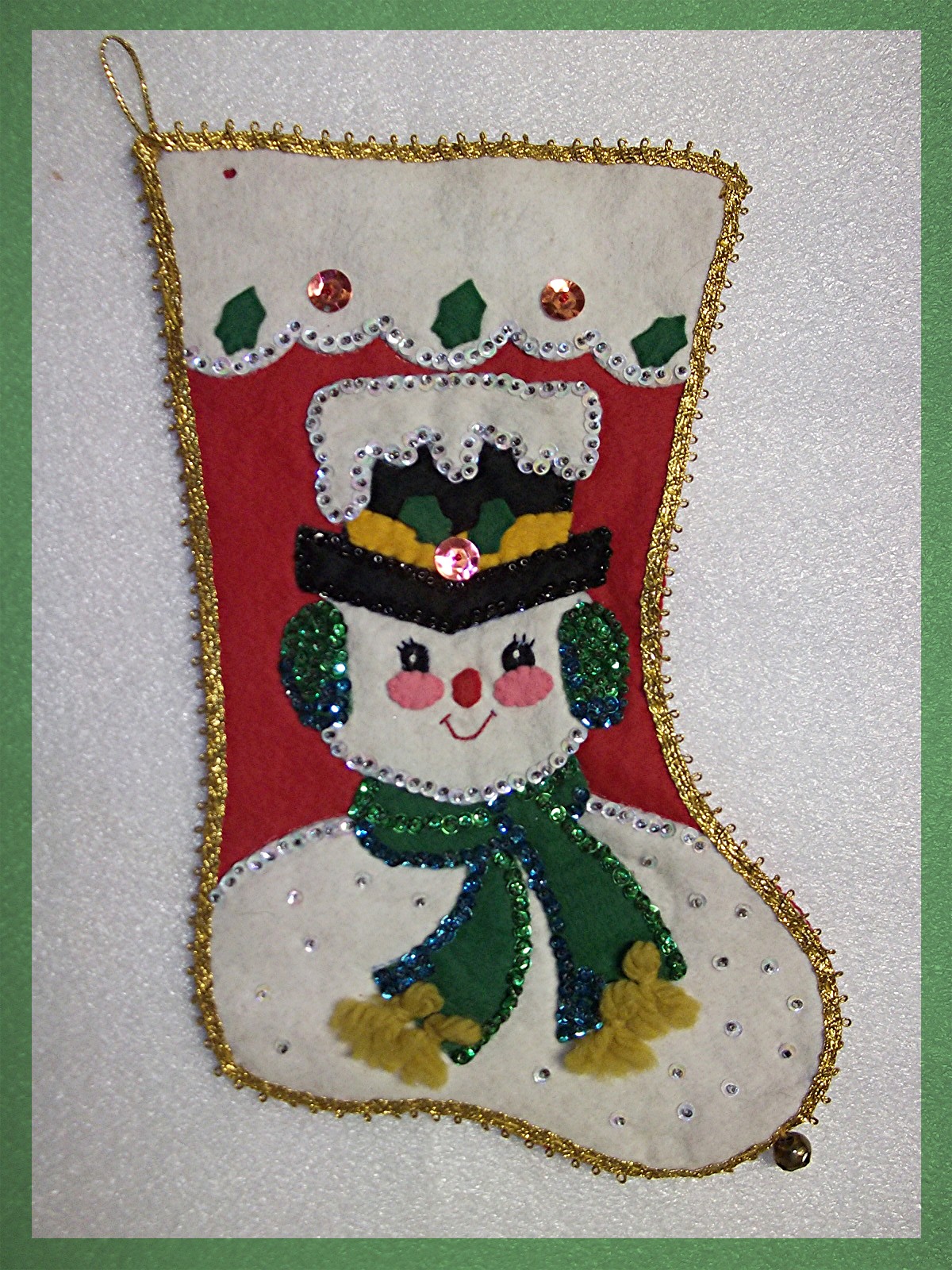 Christmas Stocking, Vintage Felt Snowman stocking