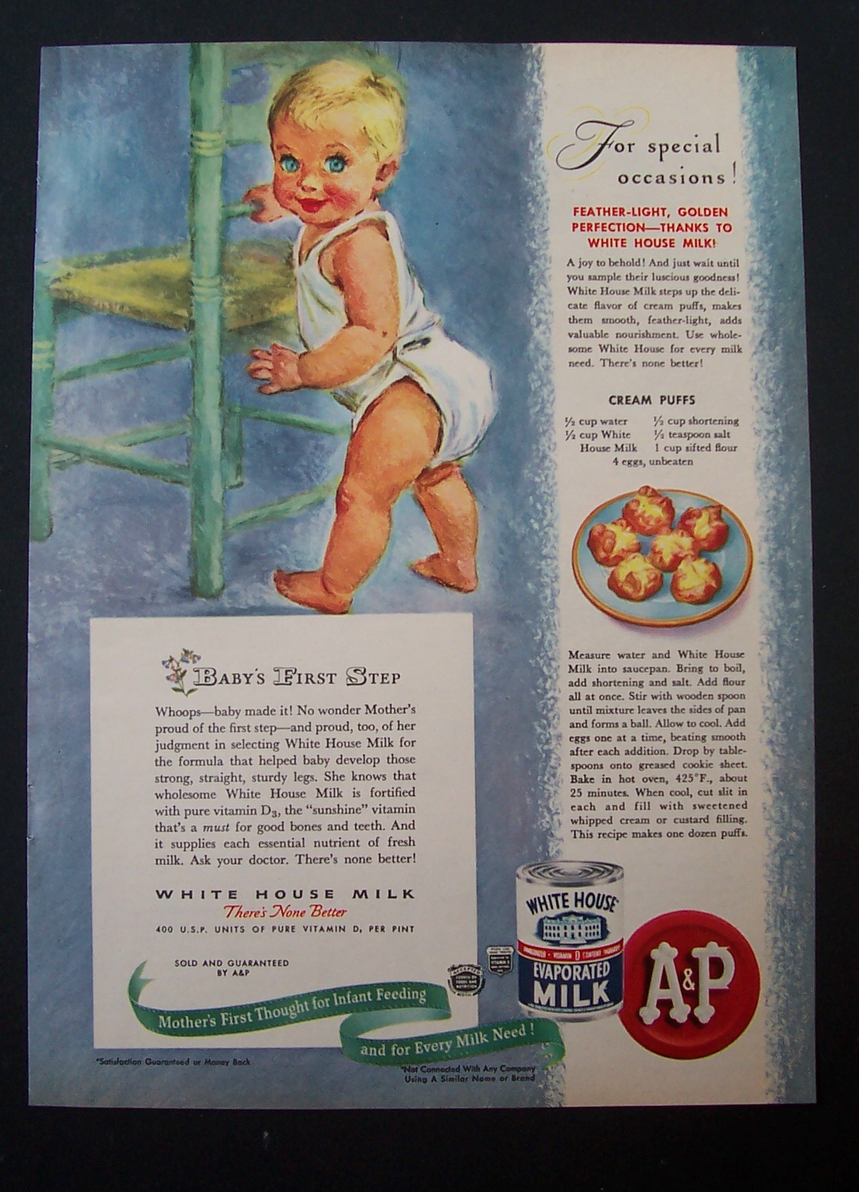 1948 White House Evaporated Milk w/ Baby & Chair