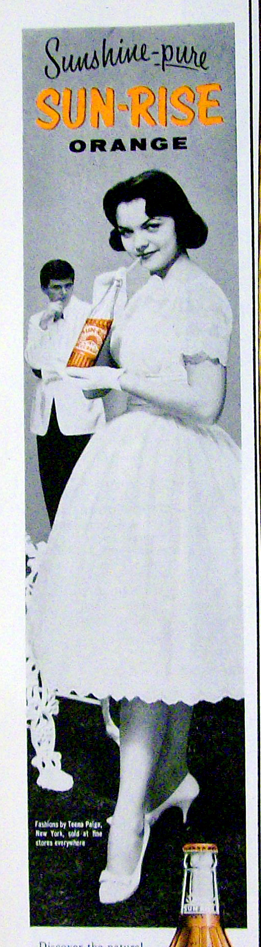 1959 Sun Rise Orange Beverage with Girl in Party Dress