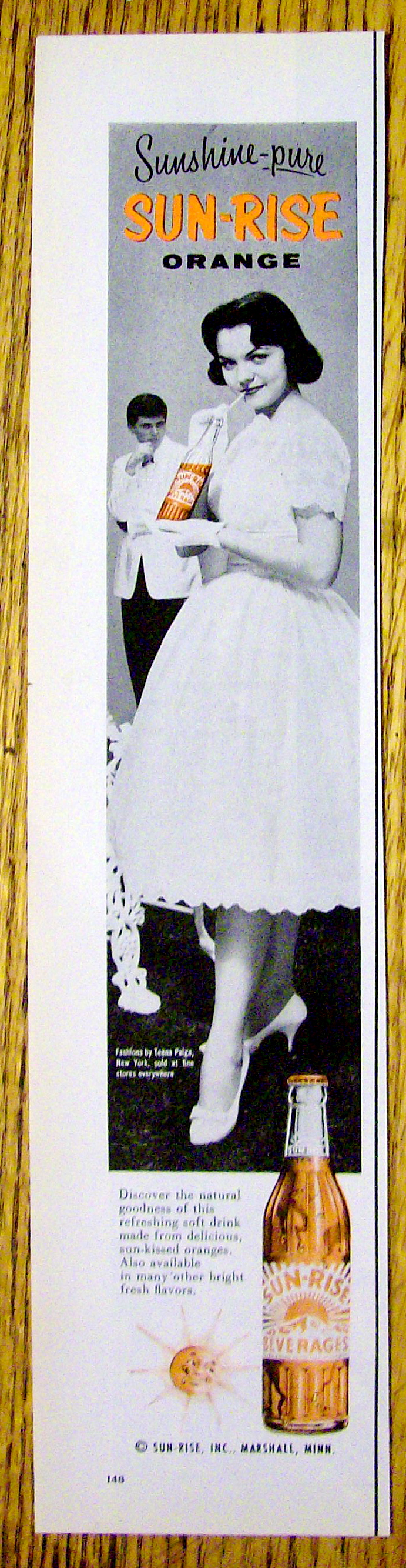 1959 Sun Rise Orange Beverage with Girl in Party Dress
