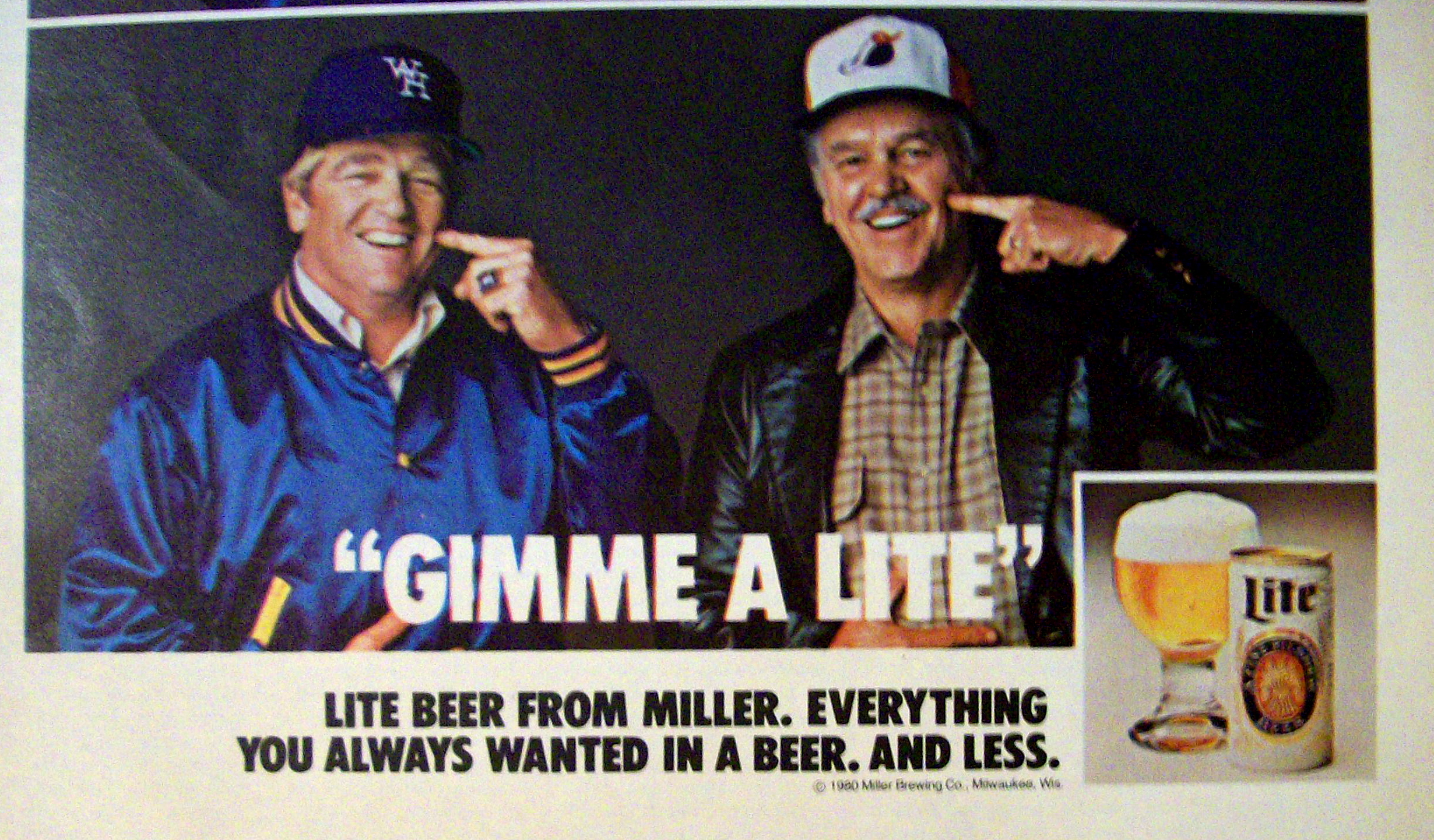 Vintage Ad: 1980 Miller Lite Beer w/ Whitey Herzog