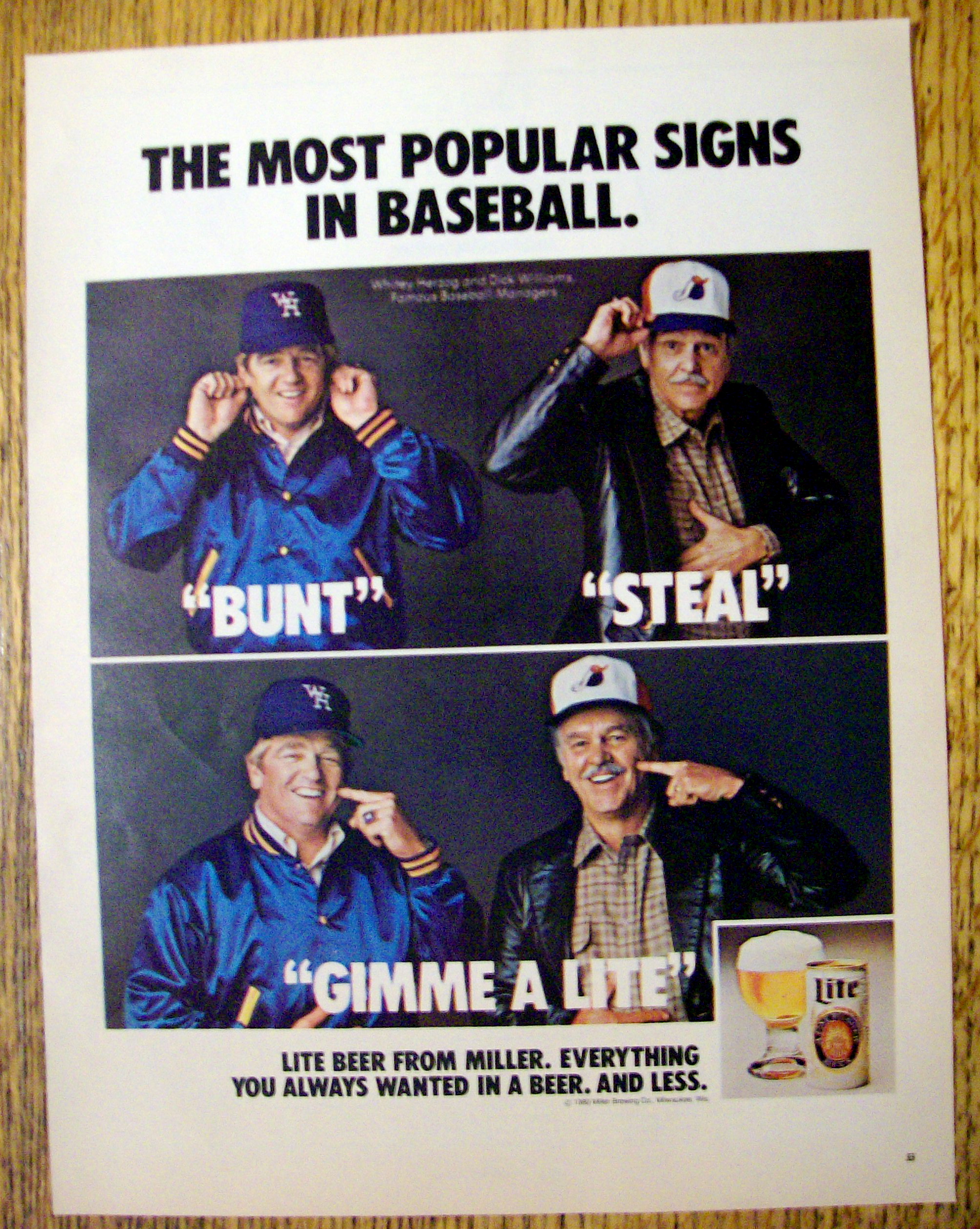 Vintage Ad: 1980 Miller Lite Beer w/ Whitey Herzog