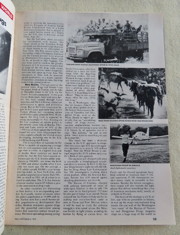 Time Magazine September 4, 1972 The Global War On Heroin
