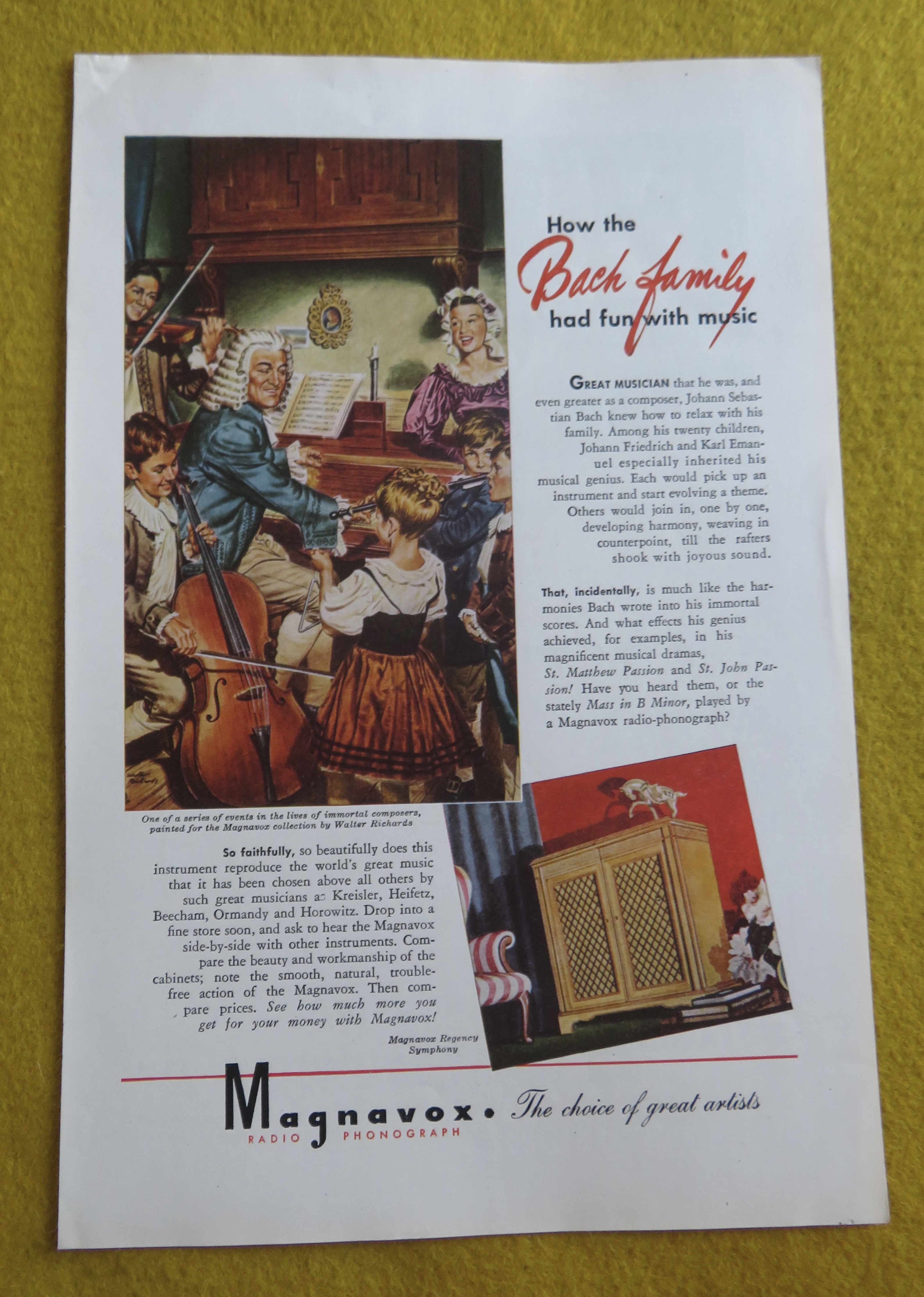 1945 Magnavox Radio Phonograph with the Bach Family