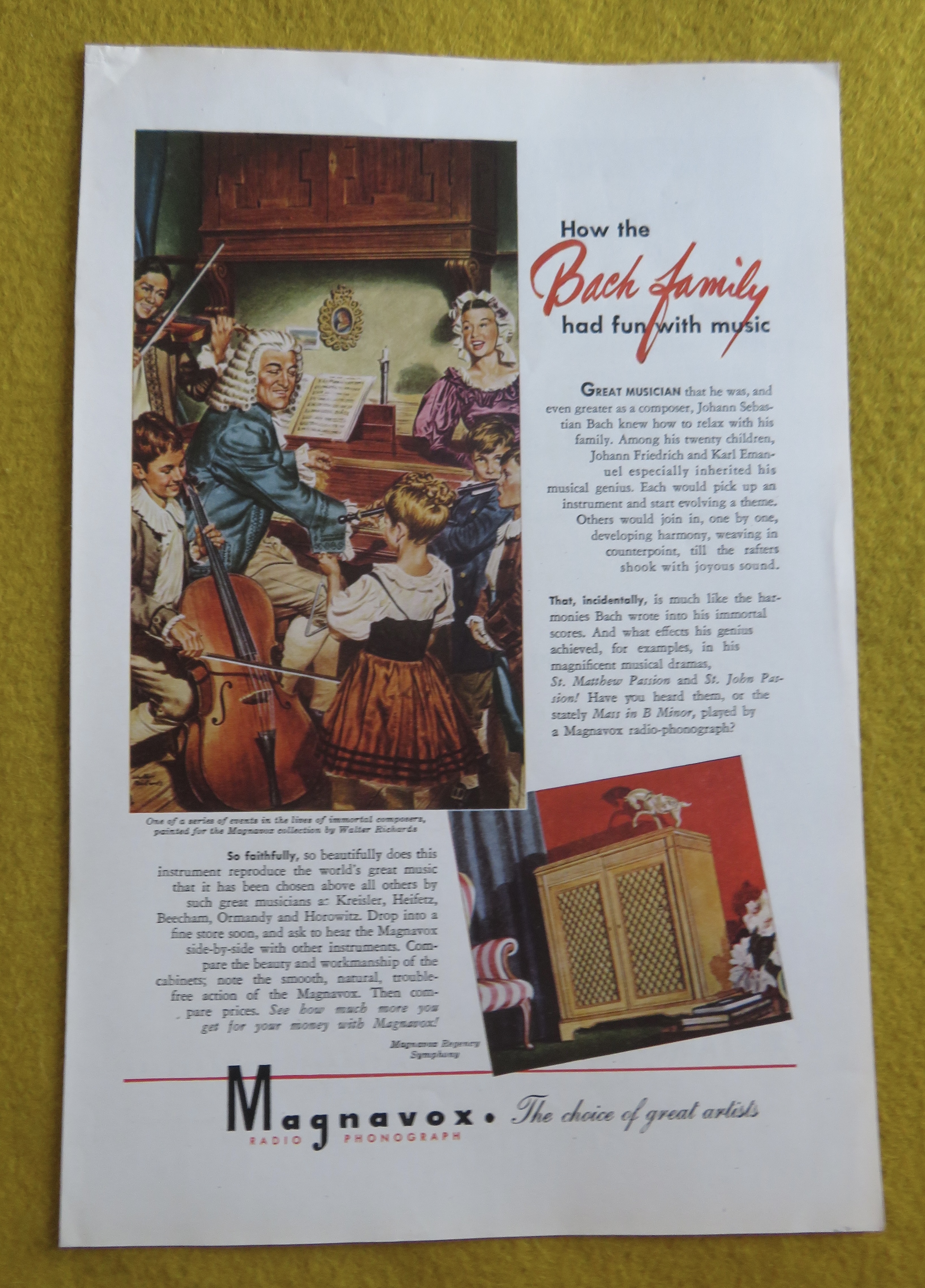 1945 Magnavox Radio Phonograph with the Bach Family