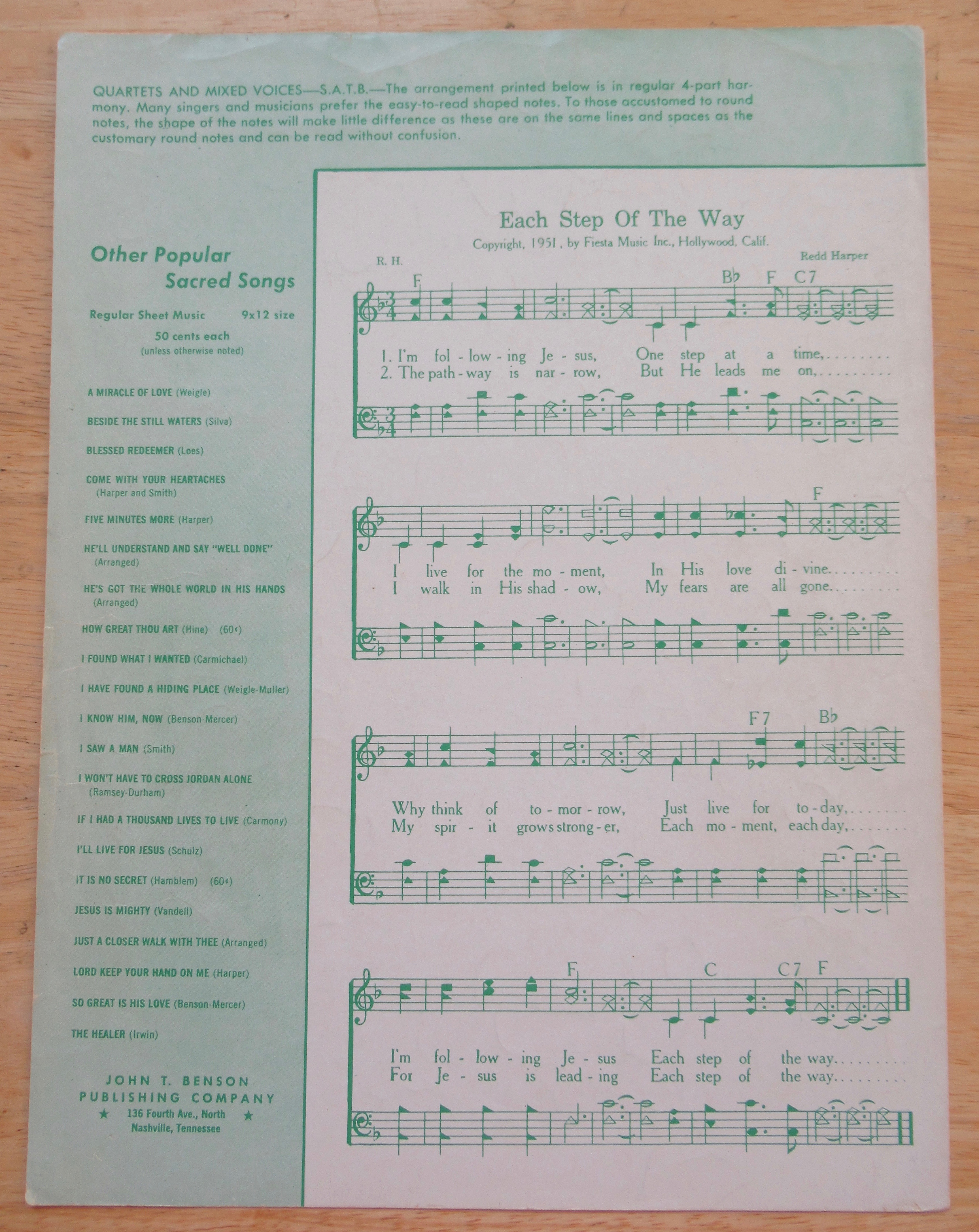 1951 Each Step Of The Way Sheet Music