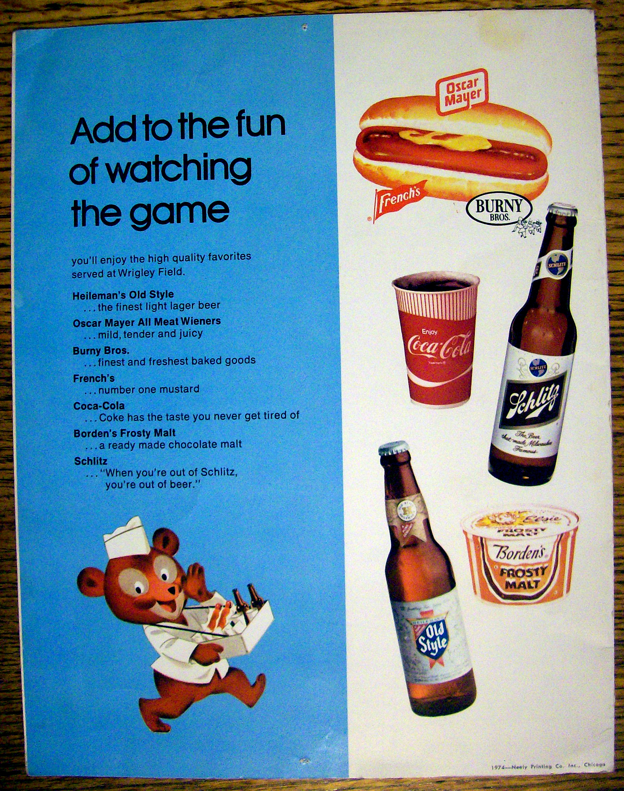Chicago Cubs vs. Cincinnati Reds Scorecard May 1974